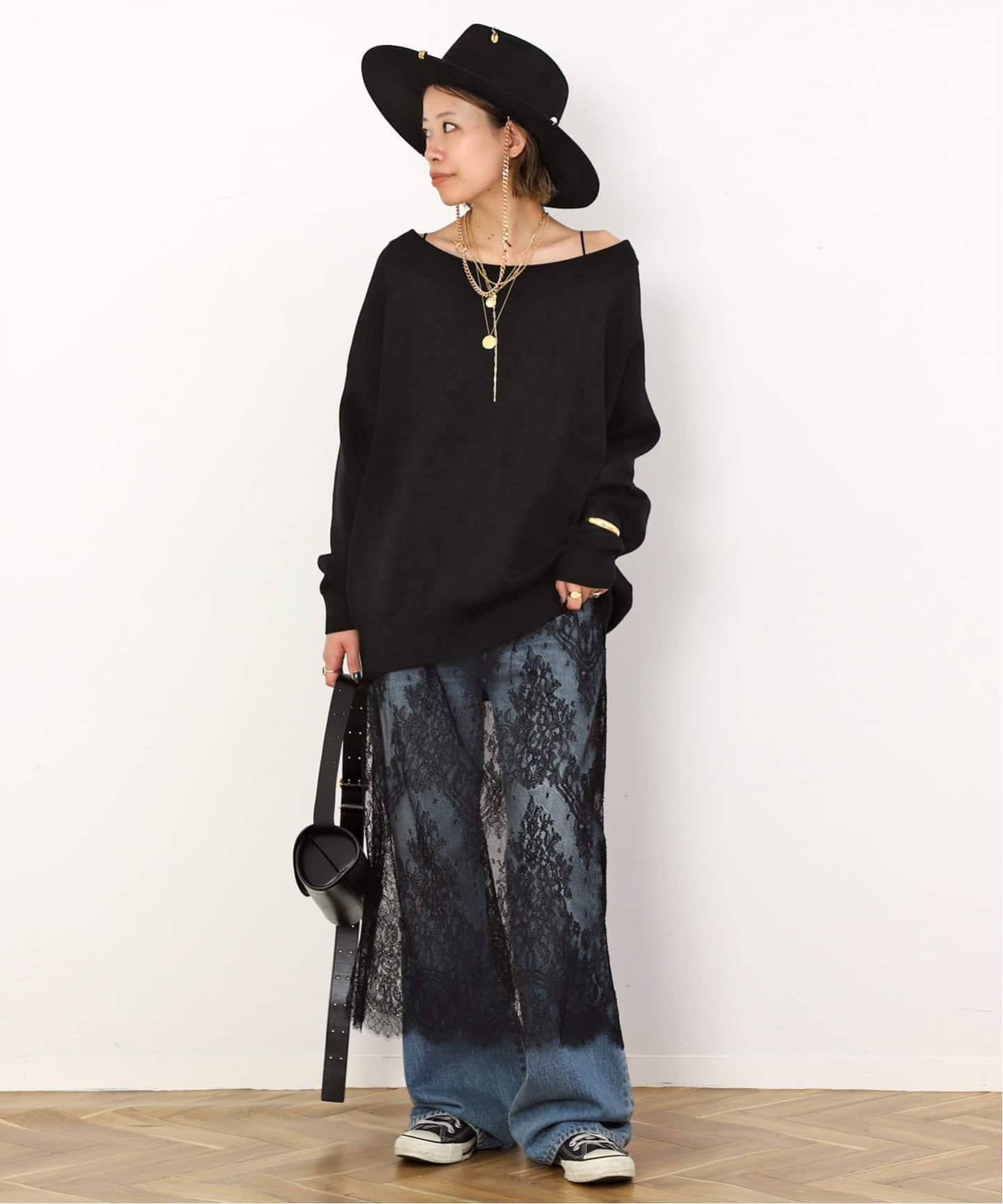 ドゥーズィエムクラス Relax オフショルダーニット ブラウン deuxieme