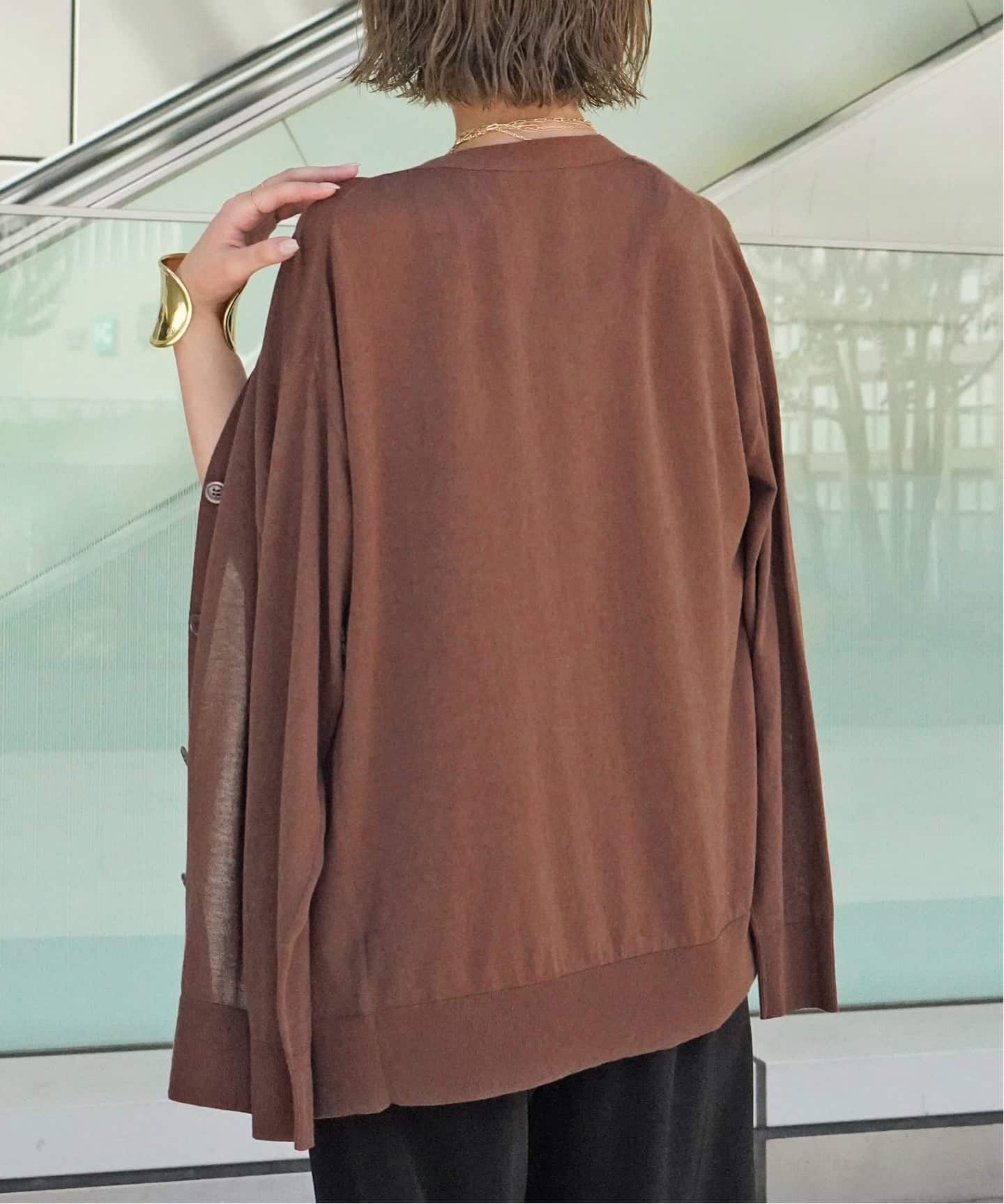 新品タグ付き】AP STUDIO ディープVネックニット ブラウン AP STUDIO