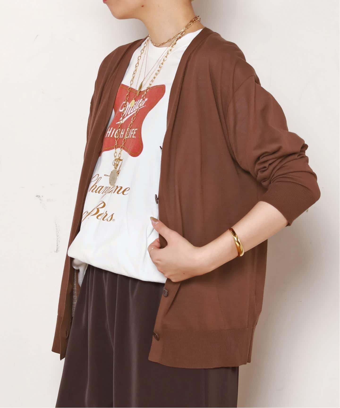 ニット セーター *Fine Cotton Vneck Cardigan レディース Fine Cotton Vneck Cardigan（ニット／セーター）｜AP STUDIO