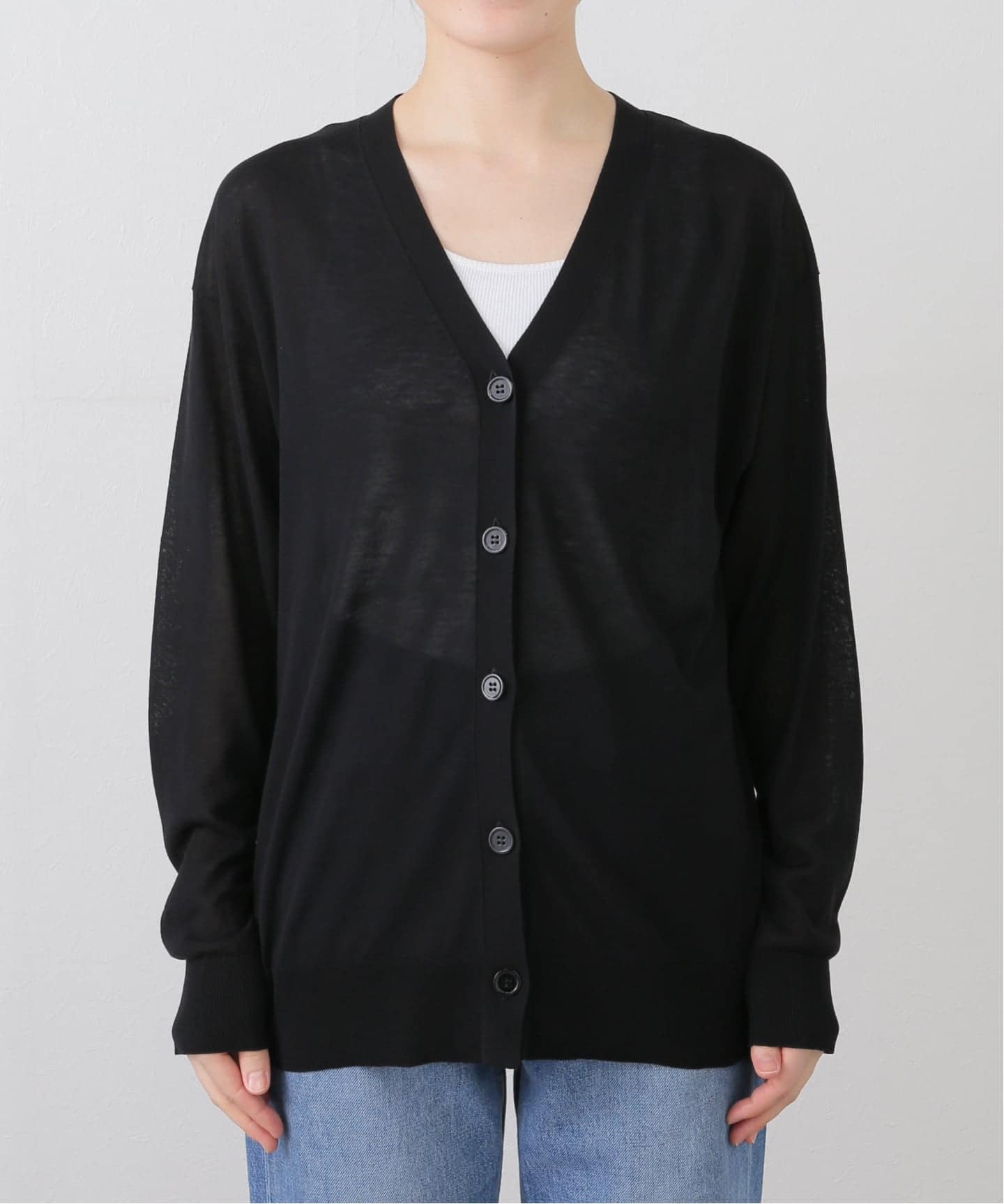 Fine Cotton Vneck Cardigan（ニット／セーター）｜AP STUDIO