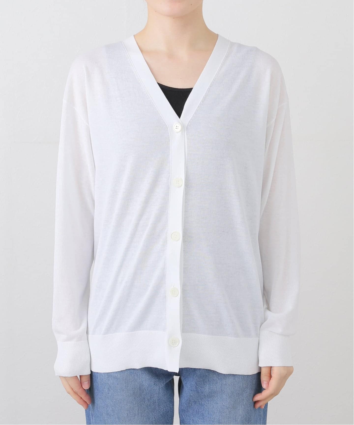 Fine Cotton Vneck Cardigan（ニット／セーター）｜AP STUDIO
