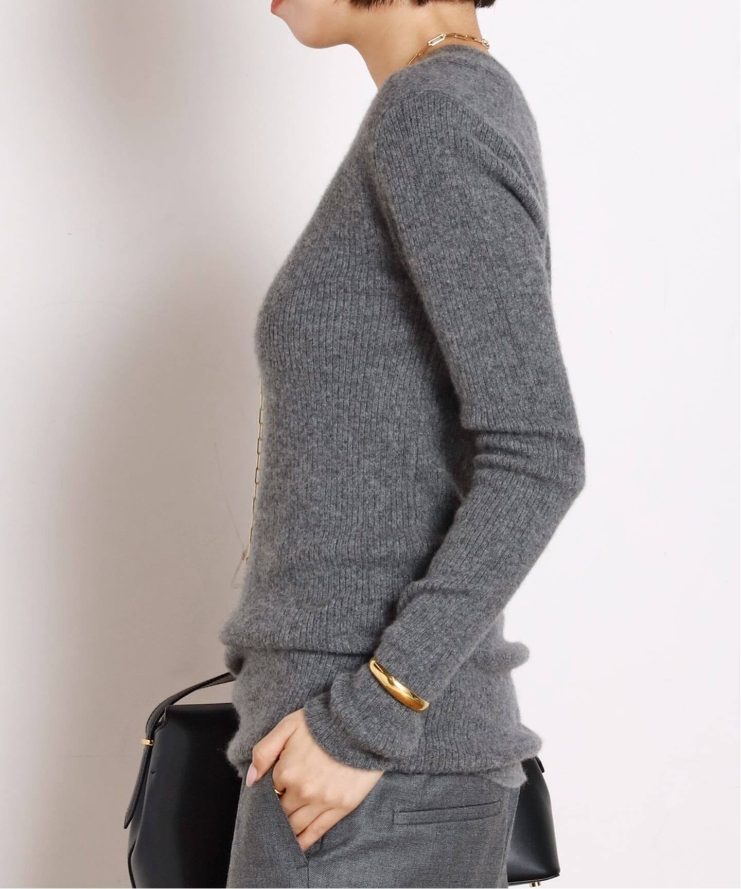 カシミヤロングリブプルオーバー（ニット／セーター）｜AP STUDIO