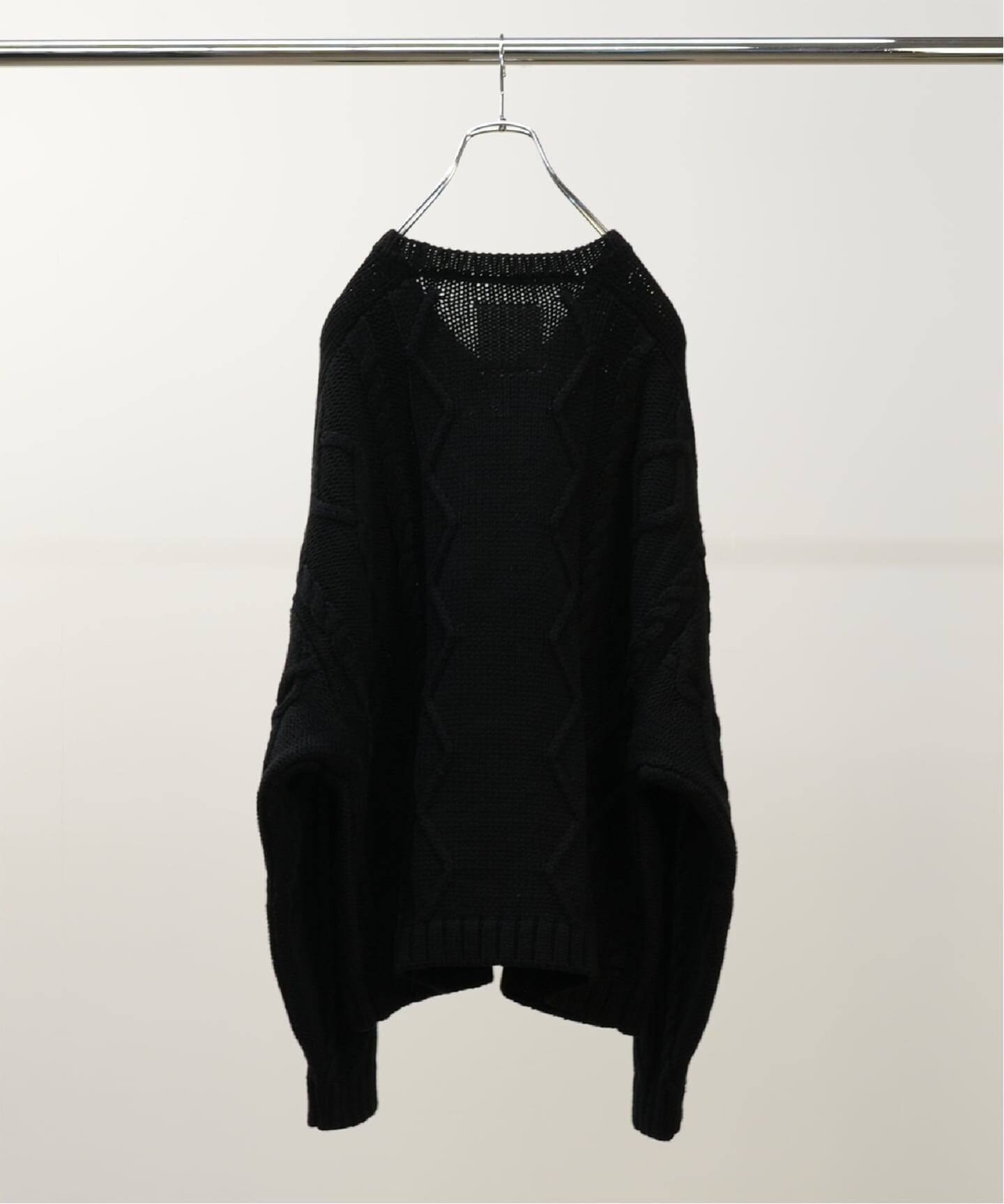 トップス 25aw ANCELLM CABLE STICH KNIT(BLACK) 2 ANCELLM / アンセルム CABLE STICH KNIT（ニット／セーター）｜WISM