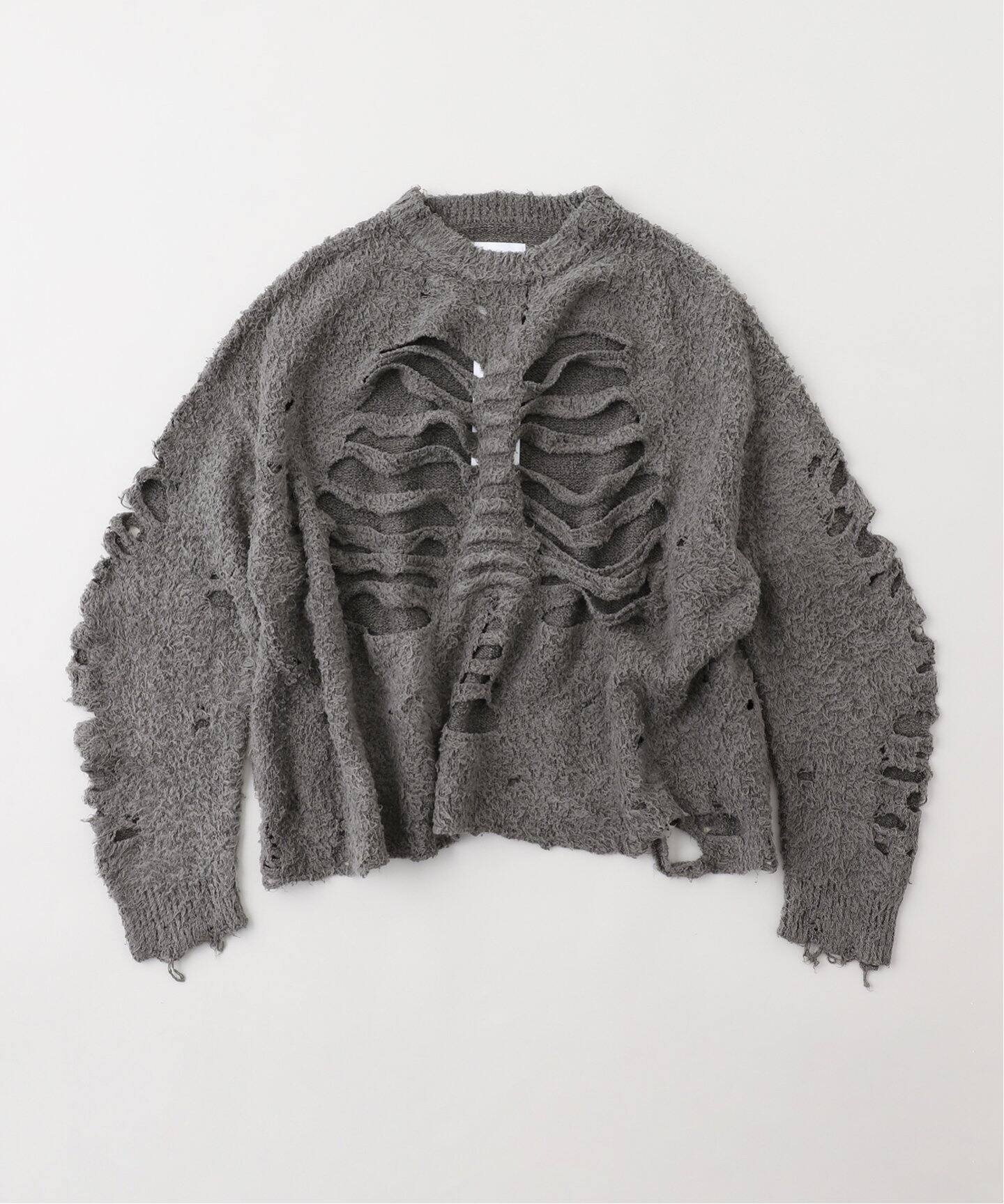 トップス doublet RIBCAGE KNIT PULLOVER doublet(ダブレット)のRIBCAGE KNIT PULLOVER GRAYの通販