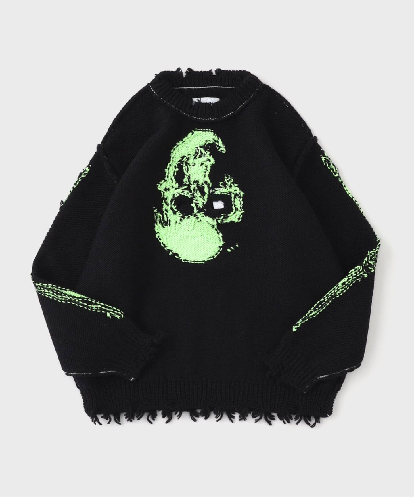 doublet / ダブレット GLOW-IN-THE-DARK SKULL KNIT PULL