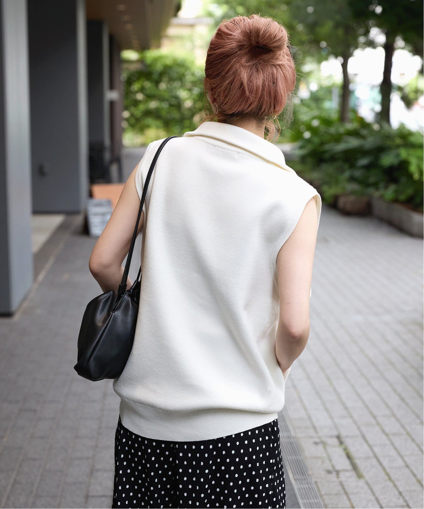 self portrait ビジュー付きホワイトベスト コットンビッグワッフルベスト│to touch