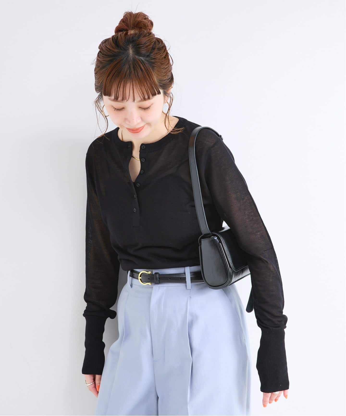 追加》【WEB限定】手洗い可 / シアーニットヘンリープルオーバー
