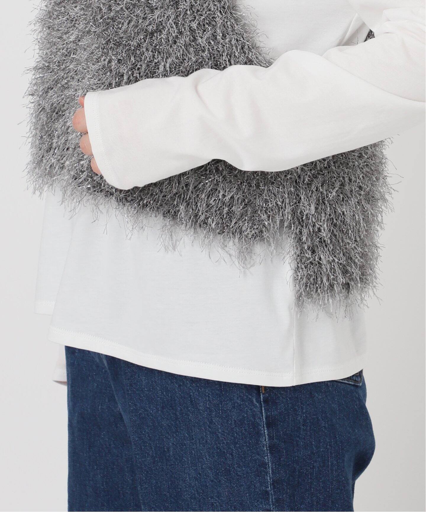 ニット セーター 「2点セット」手洗い可 / スパークシャギーニットベストxロンTEE レディース B.C STOCK ニット セーター 「2点セット」手洗い可 / スパーク