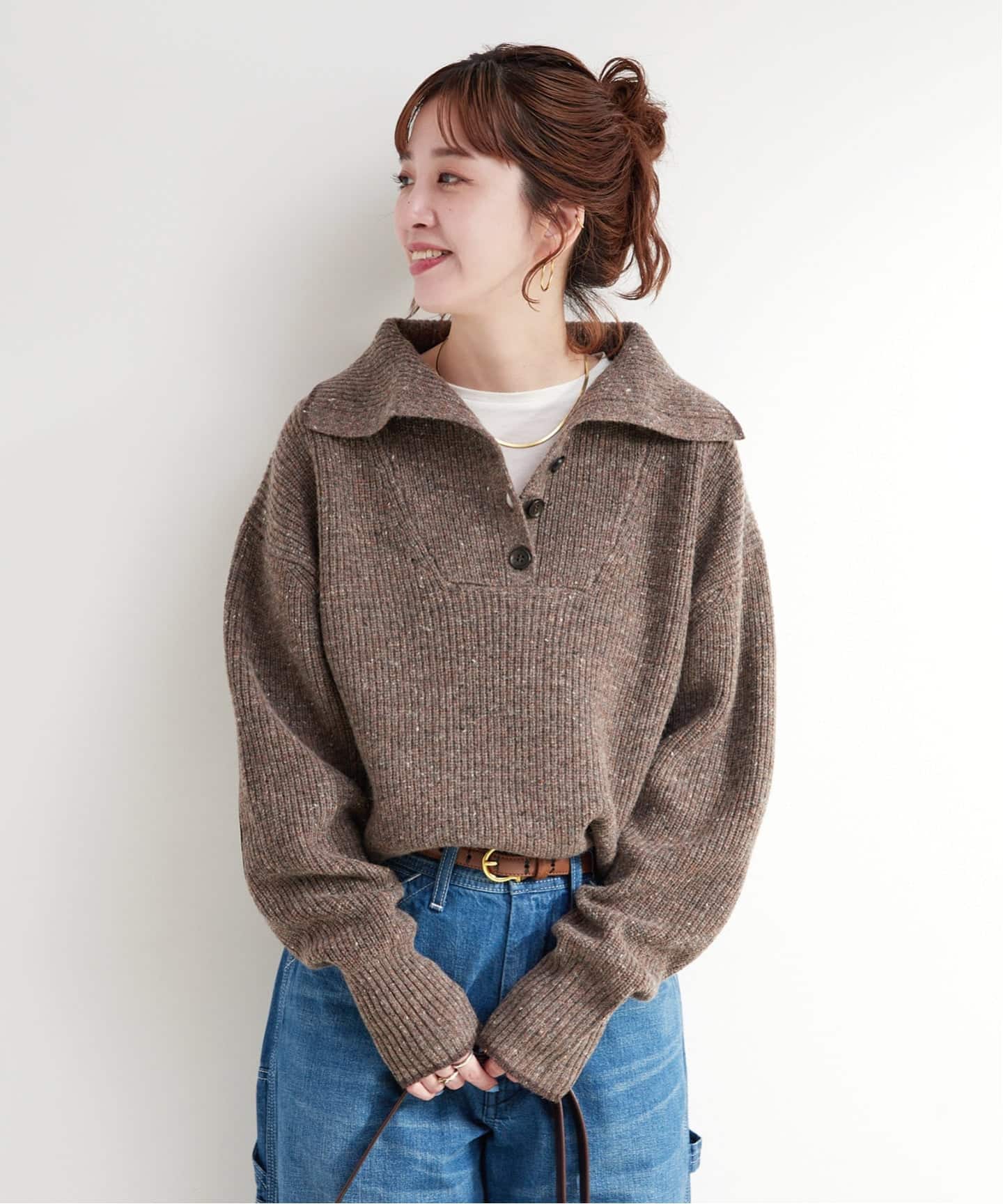 ネップヤーンエルボーパッチニット（ニット／セーター）｜B.C STOCK