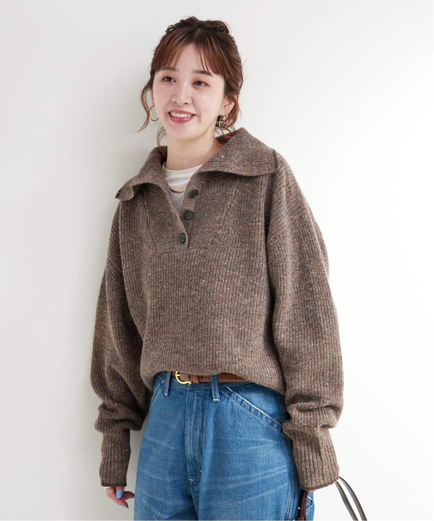 ネップヤーンエルボーパッチニット（ニット／セーター）｜B.C STOCK