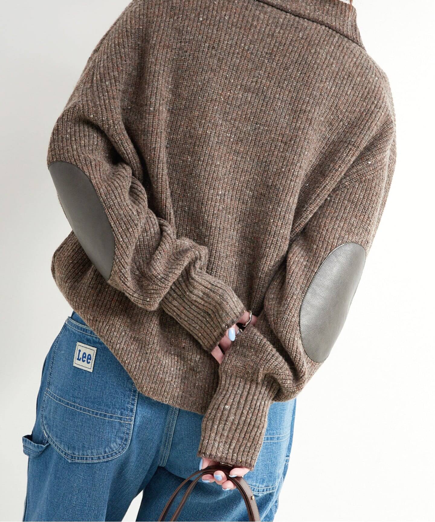 estnation エルボーパッチ タートルネック ニット XL ブラウン 絹 estnation エルボーパッチ タートルネック ニット XL ブラウン 絹