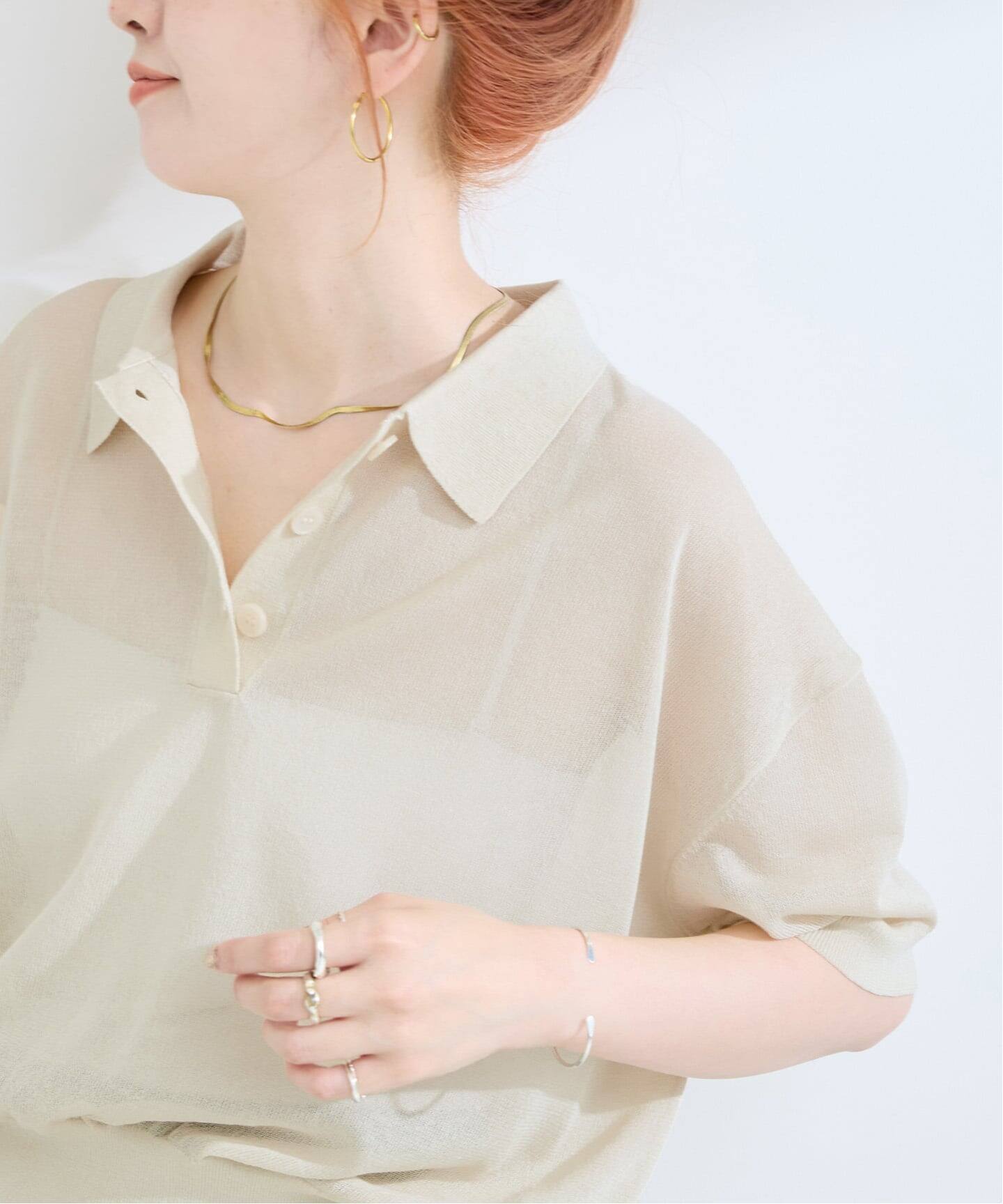 完売！入手困難！ conte コンテ スキッパー ニット　シアー オフホワイト 完売！入手困難！ conte コンテ スキッパー ニット シアー オフ