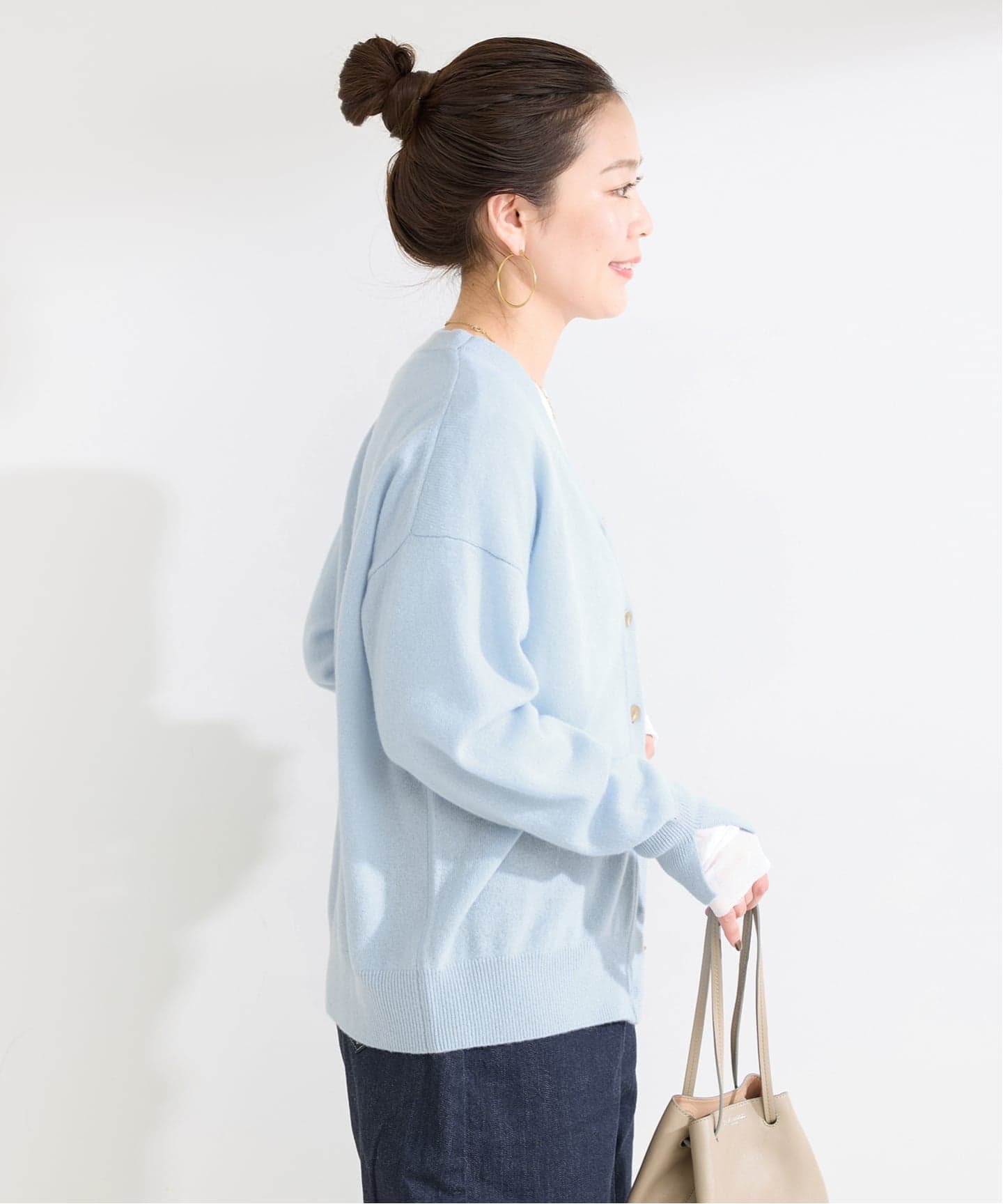 【ブルー B】手洗い可 / カシミヤカシュクールカーディガン 手洗い可 / カシミヤカシュクールカーディガン（カーディガン）｜B.C