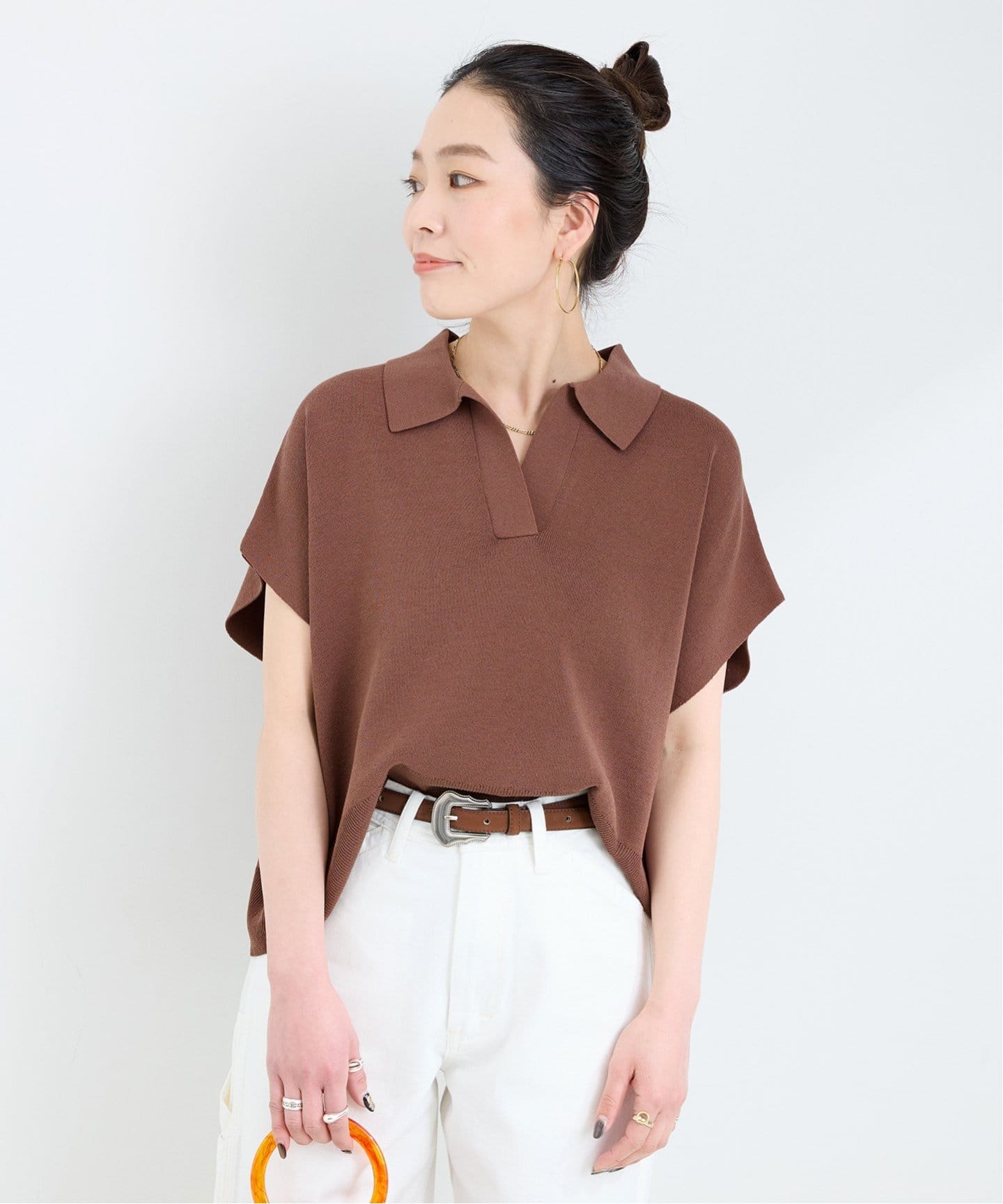 reddish brown スキッパーニット プルオーバー スキッパーオーバーニットプルオーバー｜LOUNIE（ルーニィ）公式