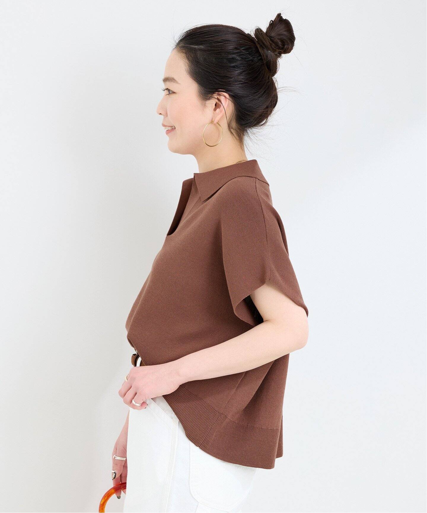 【美品】BluBreスキッパーBrown XL 手洗い可 / ショートスキッパープルオーバー（ニット／セーター
