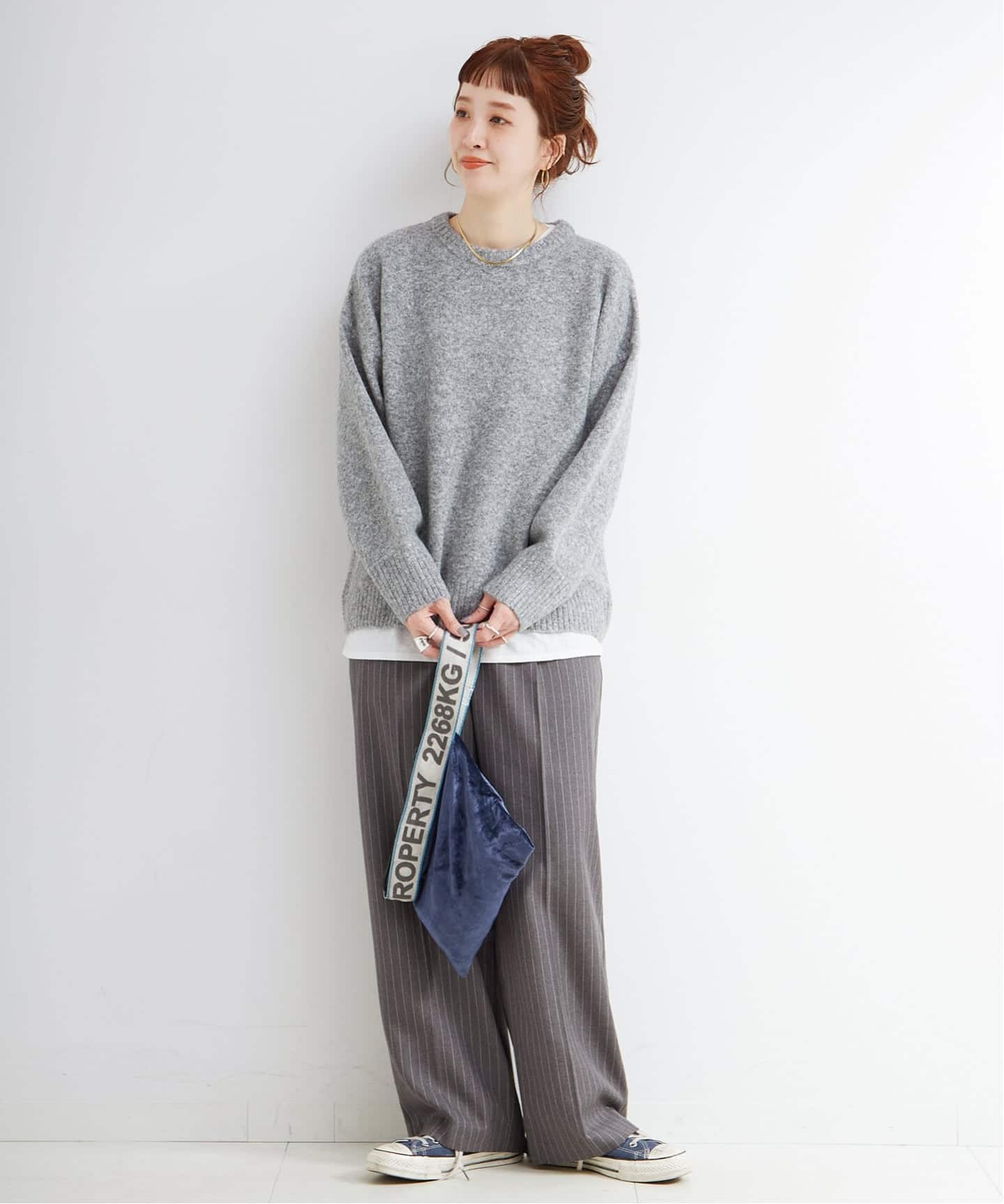 【❤️新品未使用タグ付き】BRIEFING グレー クルーネックセーター 追加》手洗い可 / WOOLMIXクルーネックプルオーバー（ニット／セーター