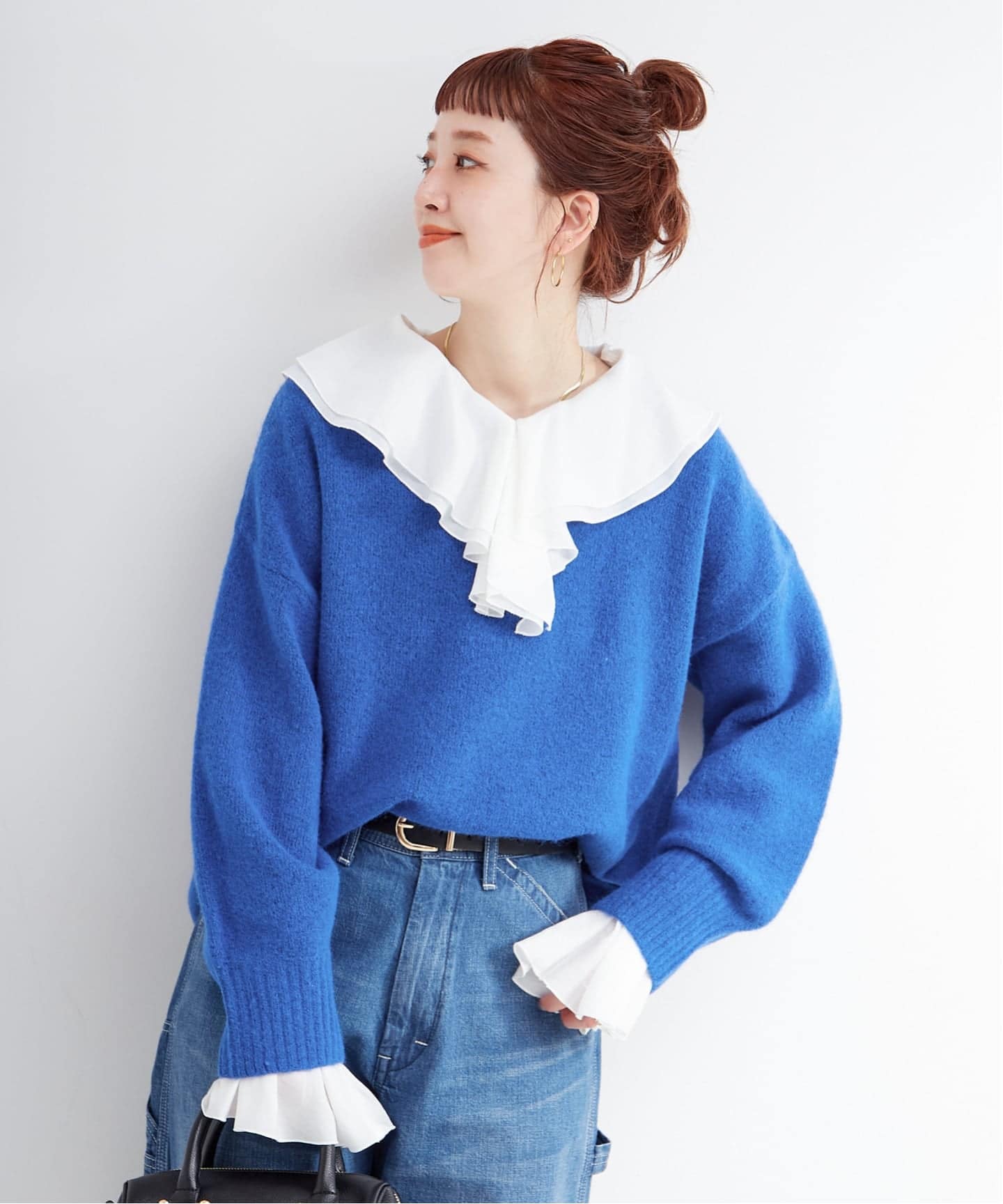 たいぽん Hbeauty&youth ニット ブルー 追加》手洗い可 / WOOLMIXクルーネックプルオーバー（ニット／セーター