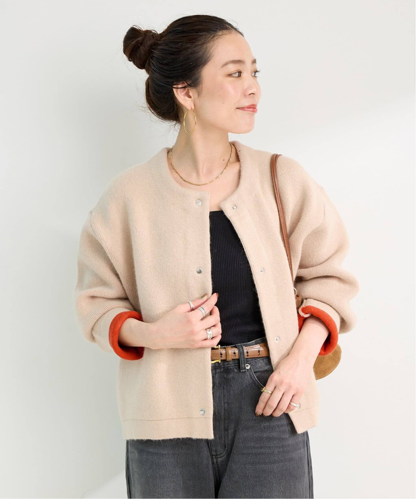 2層スムース編みニットブルゾン（カーディガン）｜B.C STOCK（ベーセー