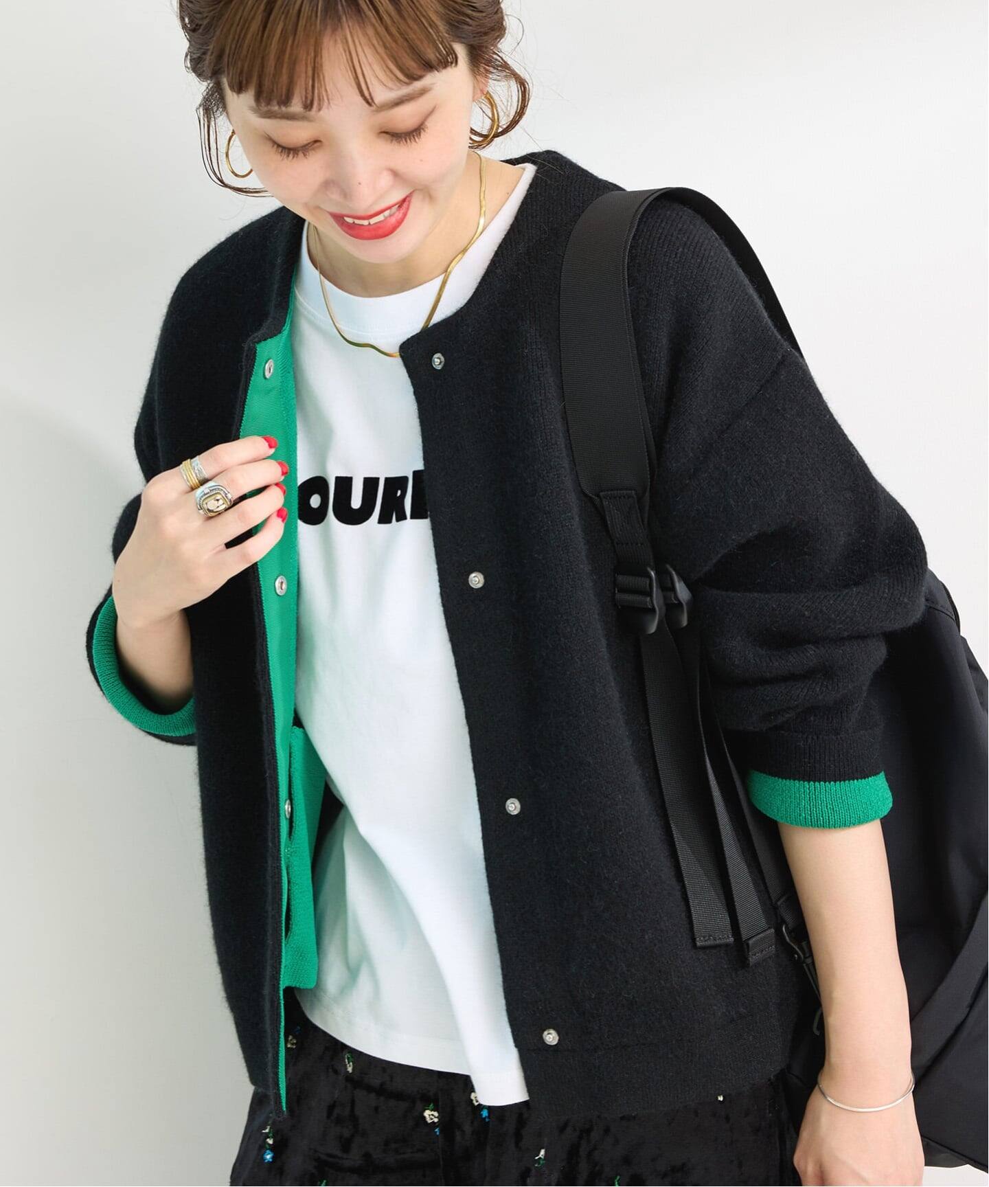 2層スムース編みニットブルゾン（カーディガン）｜B.C STOCK（ベーセー 