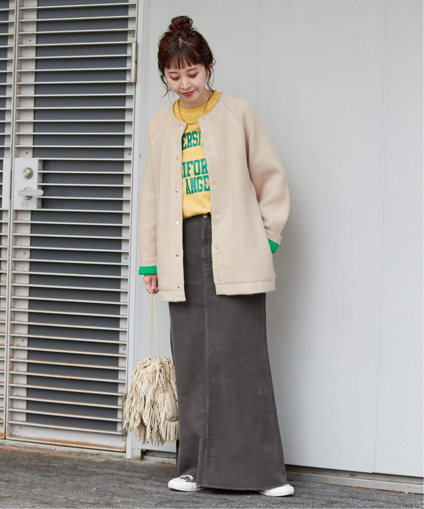 2層スムース編みロングカーディガン（カーディガン）｜B.C STOCK