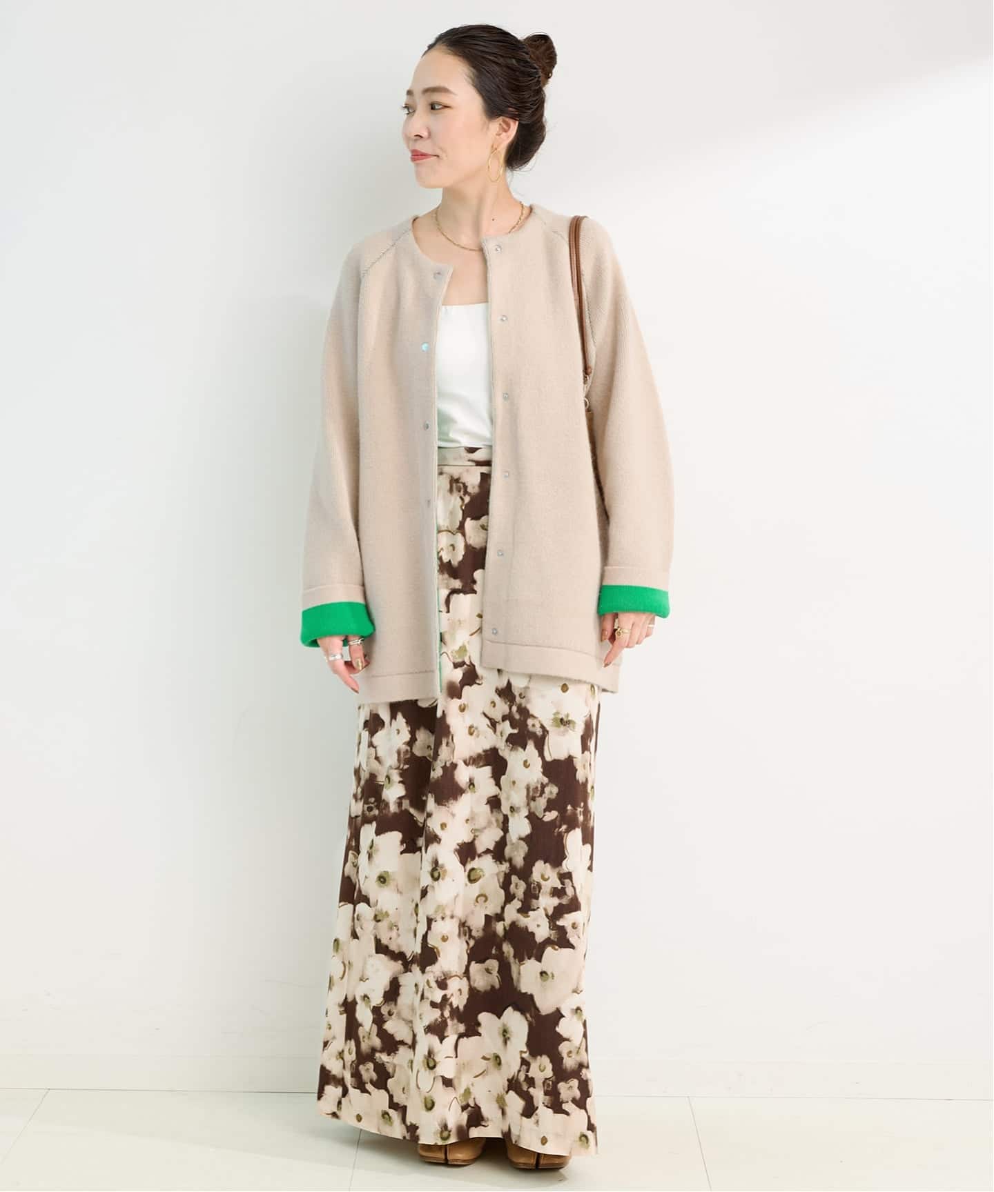 B.C STOCK 2層スムース編みロングカーディガン　ベージュ 2層スムース編みロングカーディガン（カーディガン）｜B.C STOCK