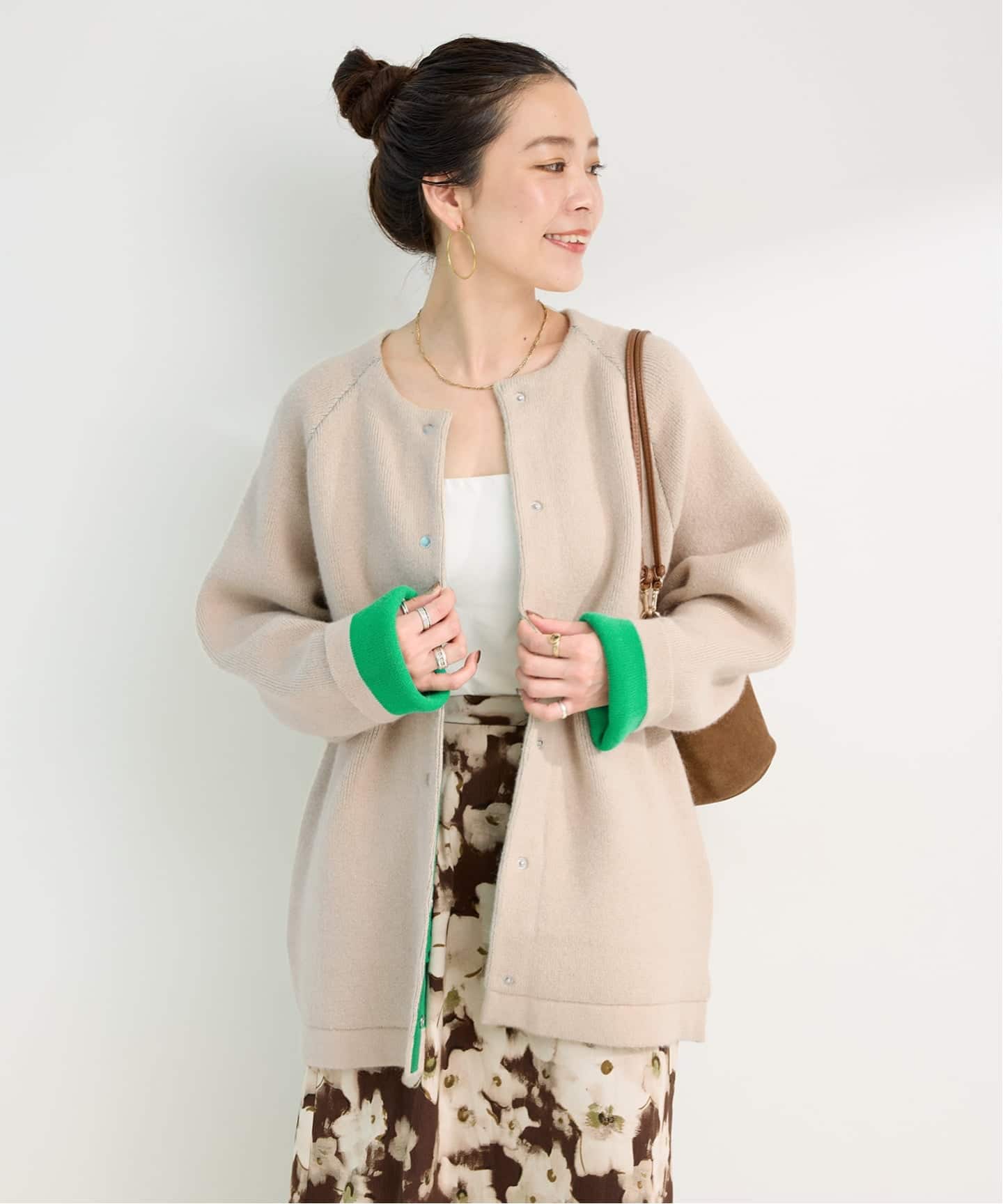 B.C STOCK ベーセーストック　2層スムース編みロングカーディガン　グレー 2層スムース編みロングカーディガン（カーディガン）｜B.C STOCK