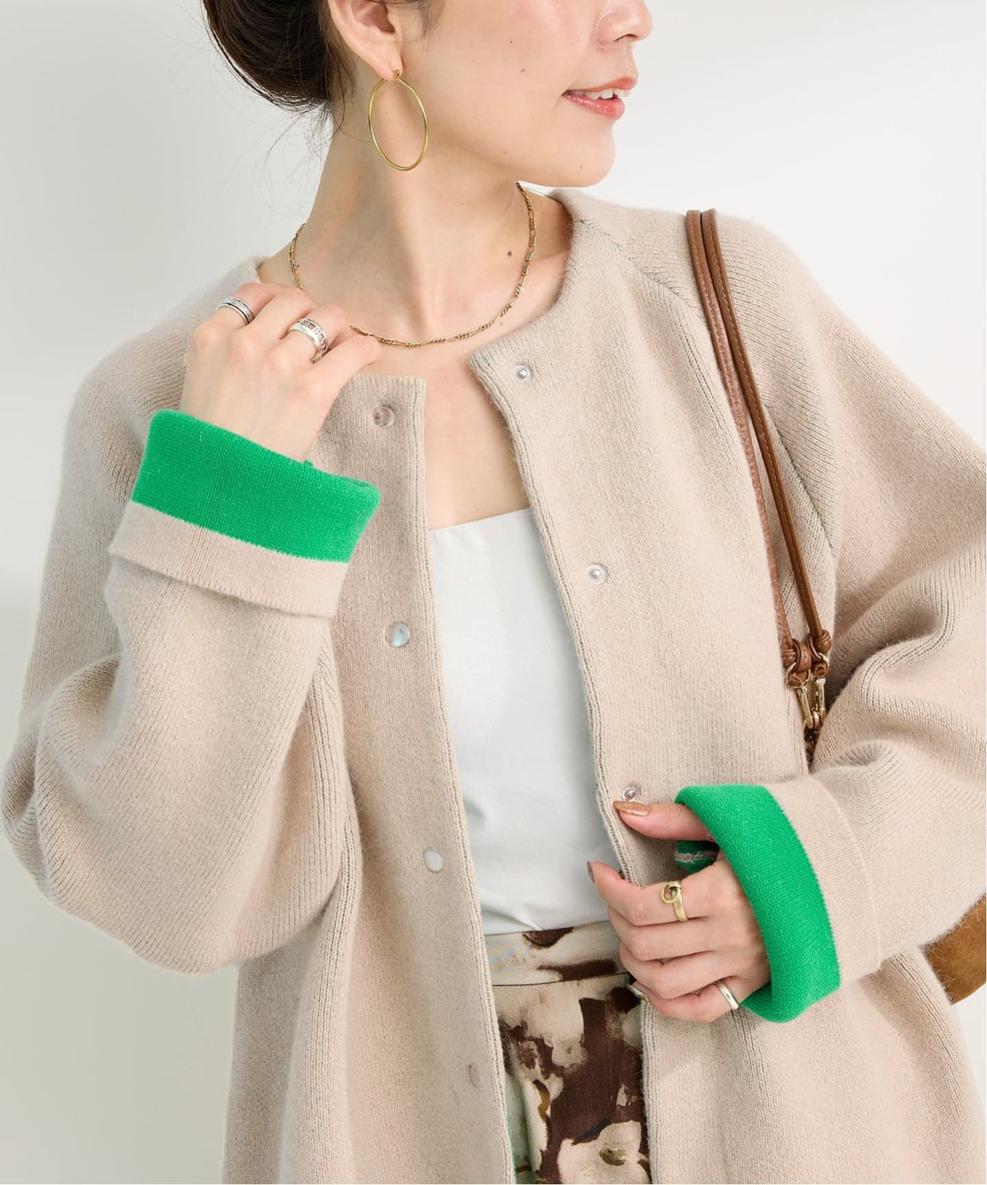 B.C STOCK 2層スムース編みロングカーディガン　グレー B.C STOCK カーディガン 2層スムース編みロングカーディガン