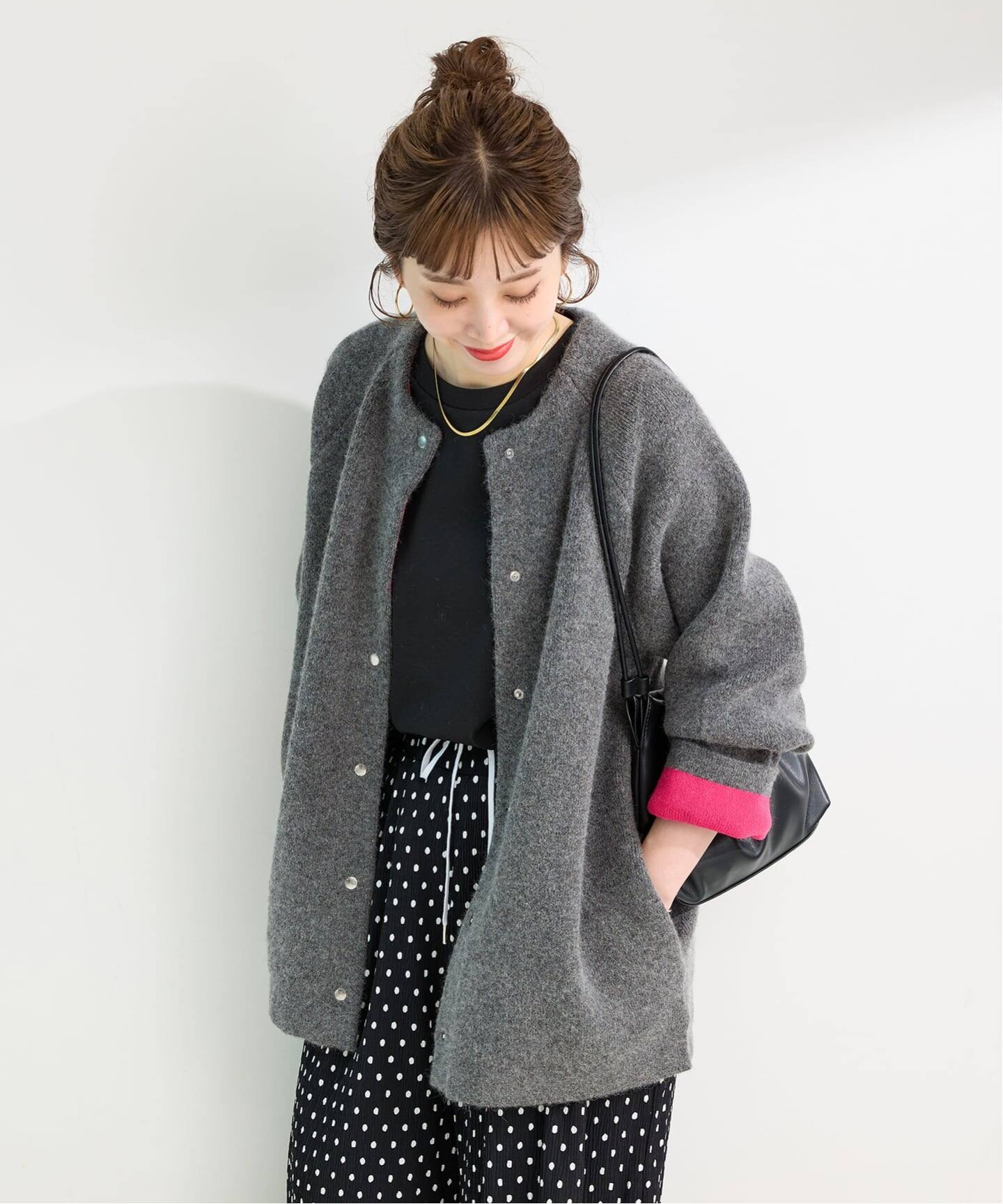 B.C STOCK 2層スムース編みロングカーディガン　ベージュ 2層スムース編みロングカーディガン（カーディガン）｜B.C STOCK