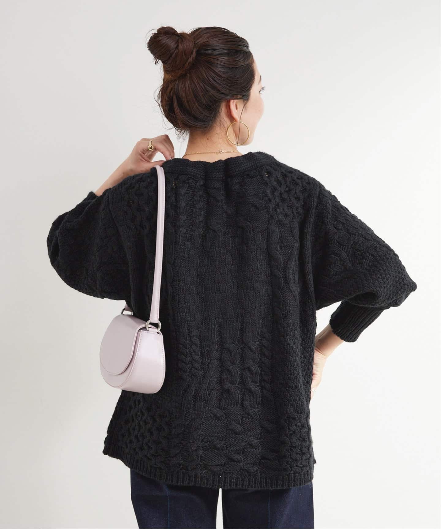 手洗い可 / パッチワーク風ケーブルニット（ニット／セーター）｜B.C