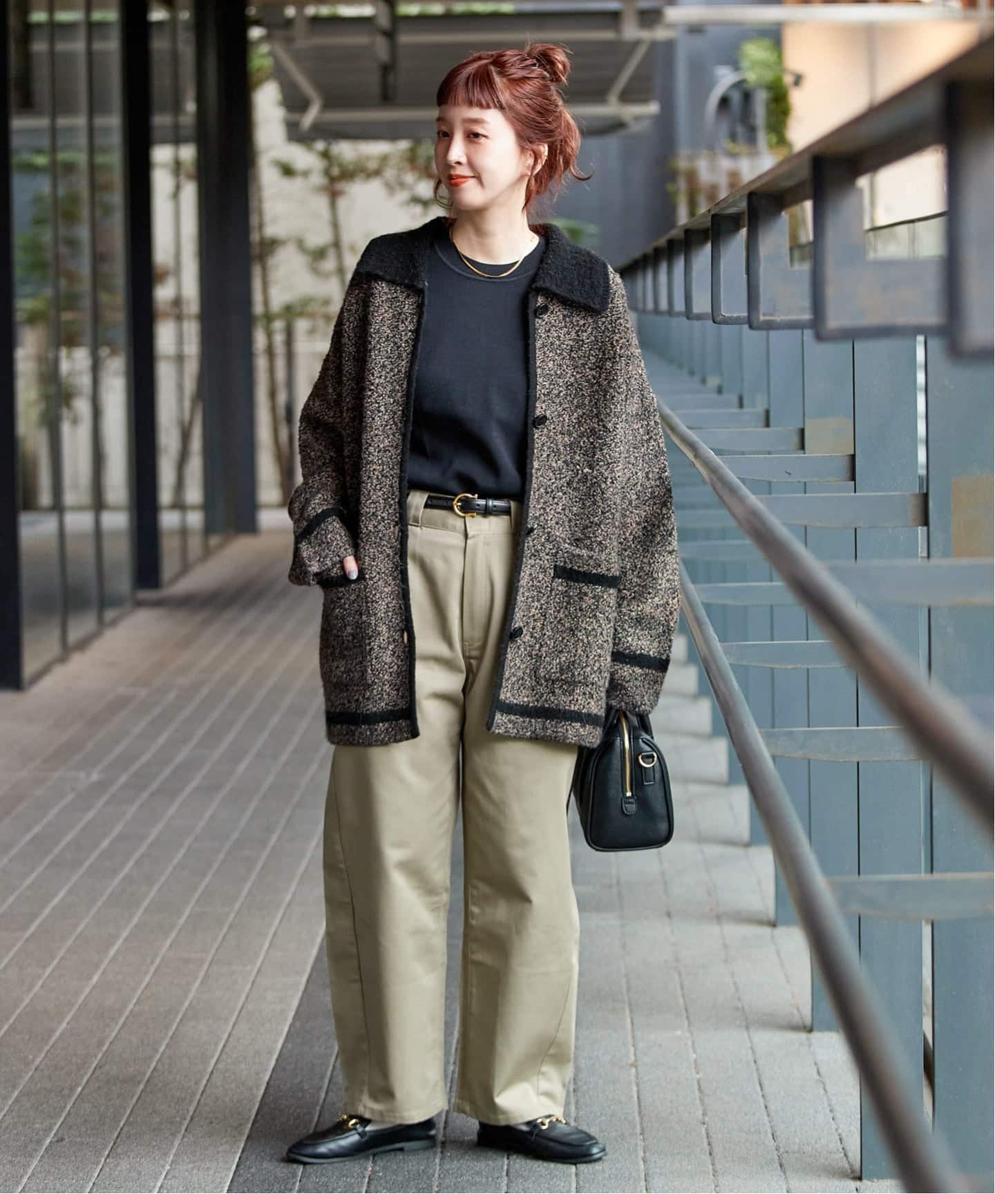 手洗い可 / ツイード調パイルニットジャケット（カーディガン）｜B.C