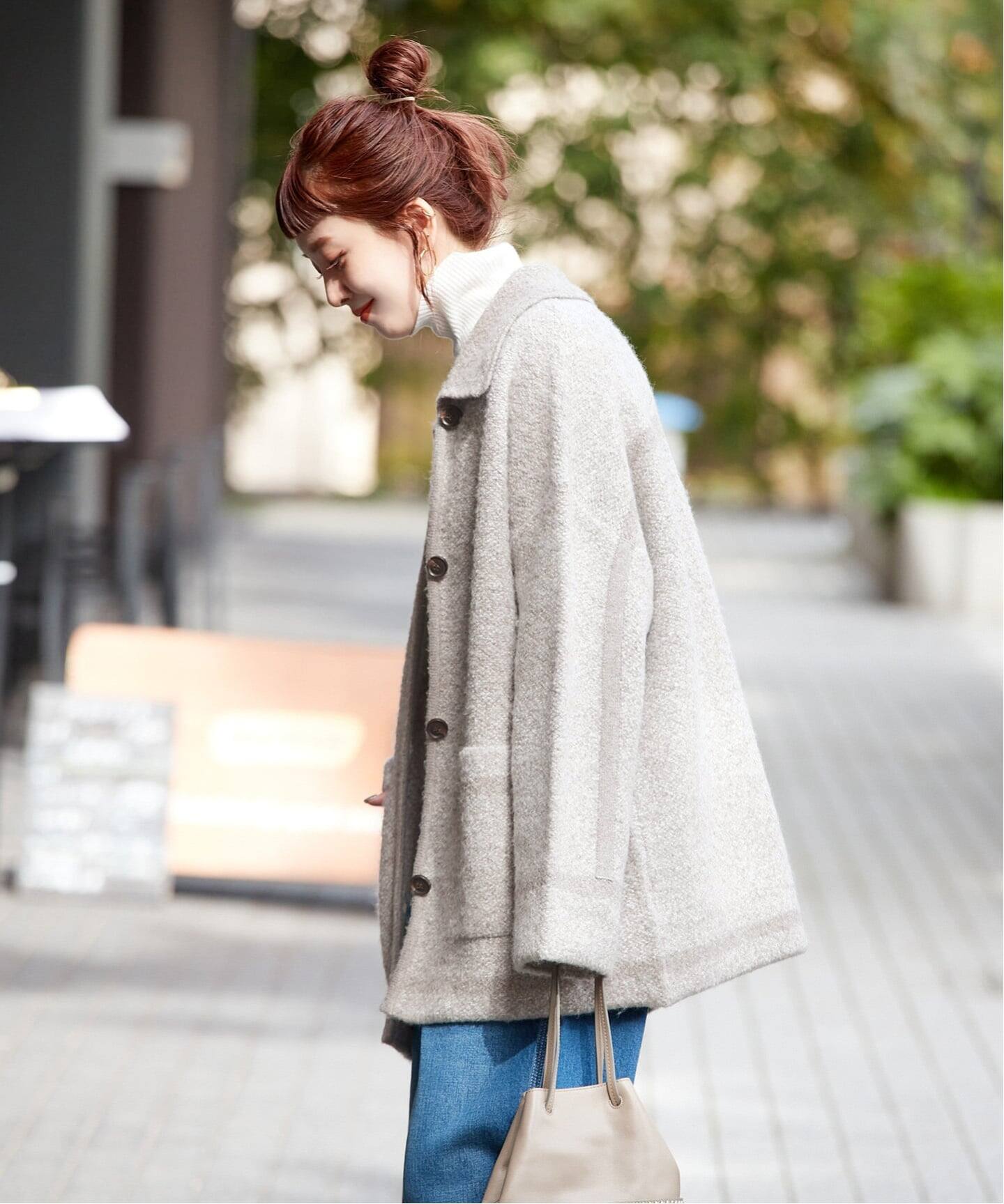 手洗い可 / ツイード調パイルニットジャケット（カーディガン）｜B.C