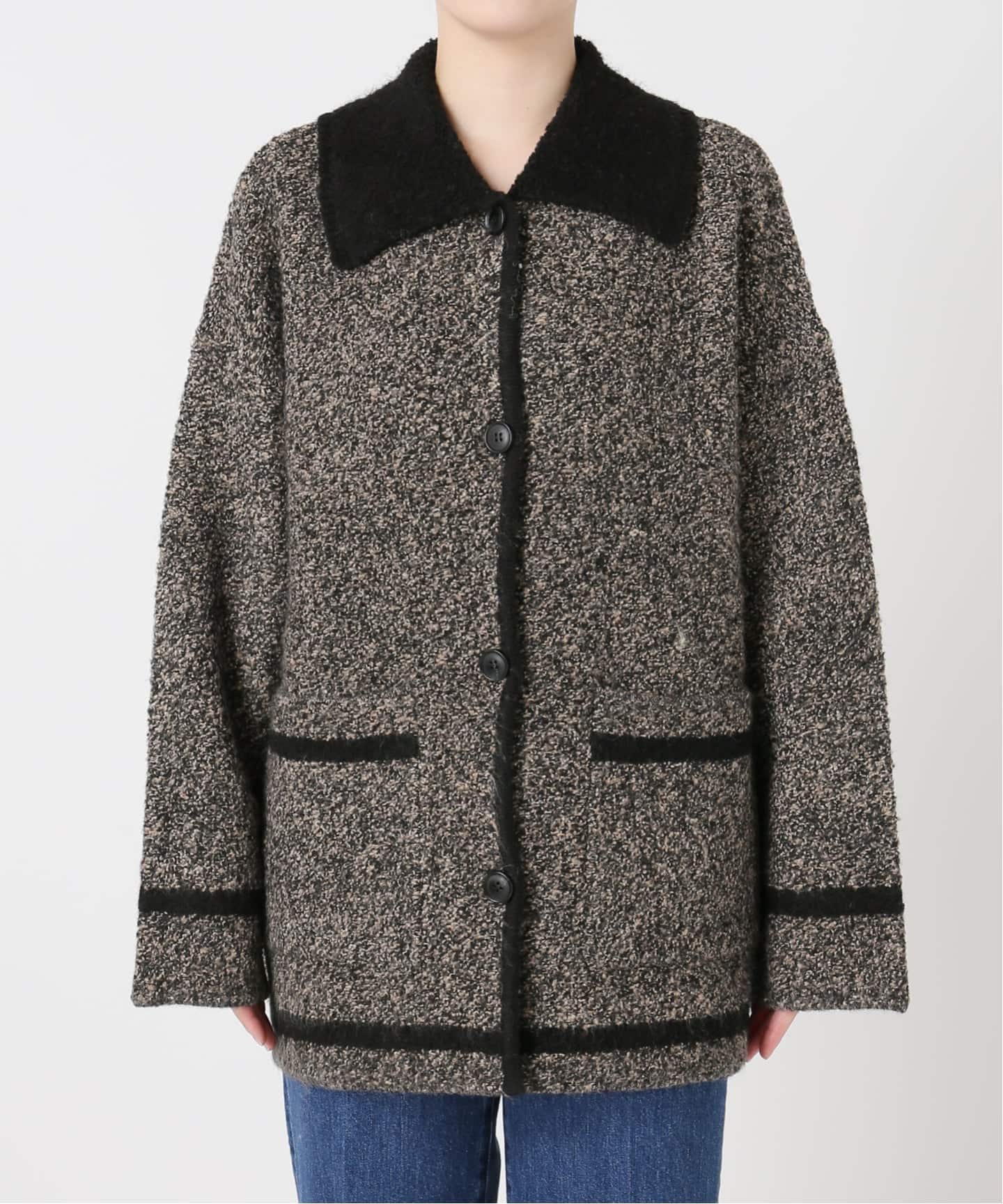 手洗い可 / ツイード調パイルニットジャケット（カーディガン）｜B.C