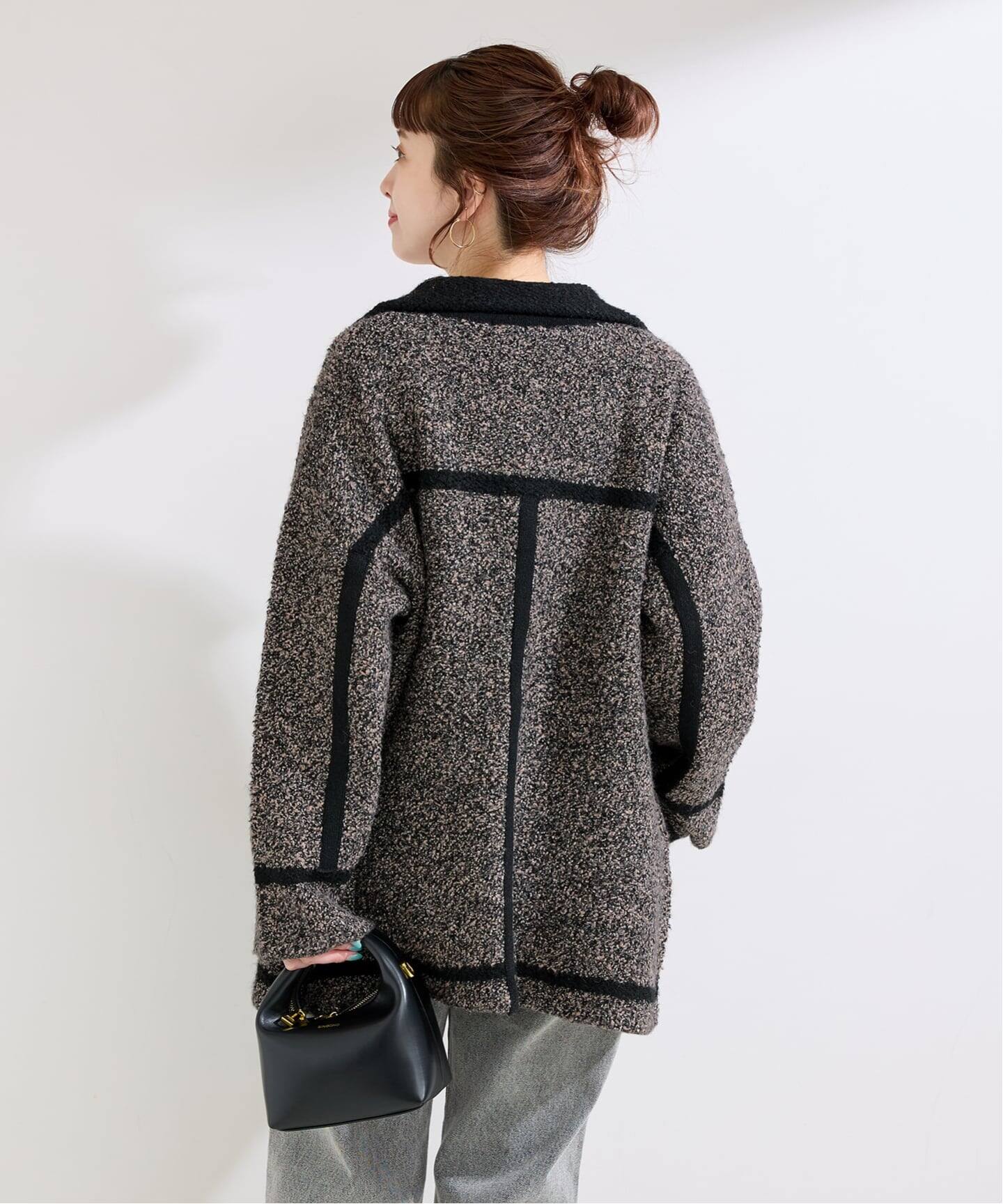 Sサイズ展開》手洗い可 / ツイード調パイルニットジャケット2