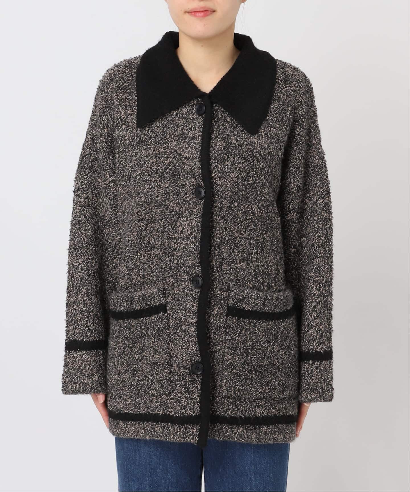 Sサイズ展開》手洗い可 / ツイード調パイルニットジャケット2
