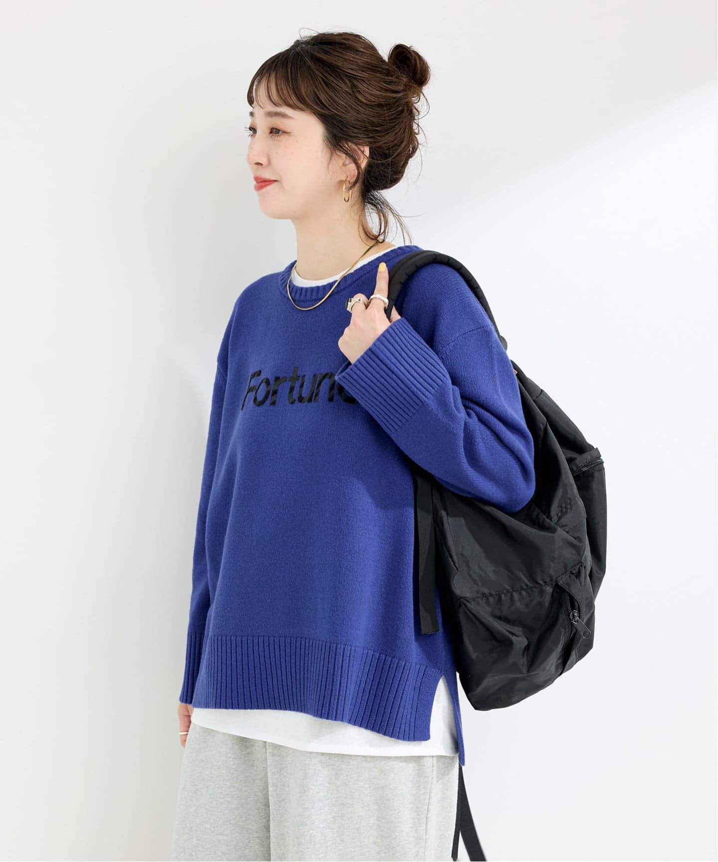 ○★新品 未使用 エンタイアスタジオ ヘビーニットセーター ワイドスリーブ 黒S ディープVネックニット（ニット/セーター）｜AP STUDIO