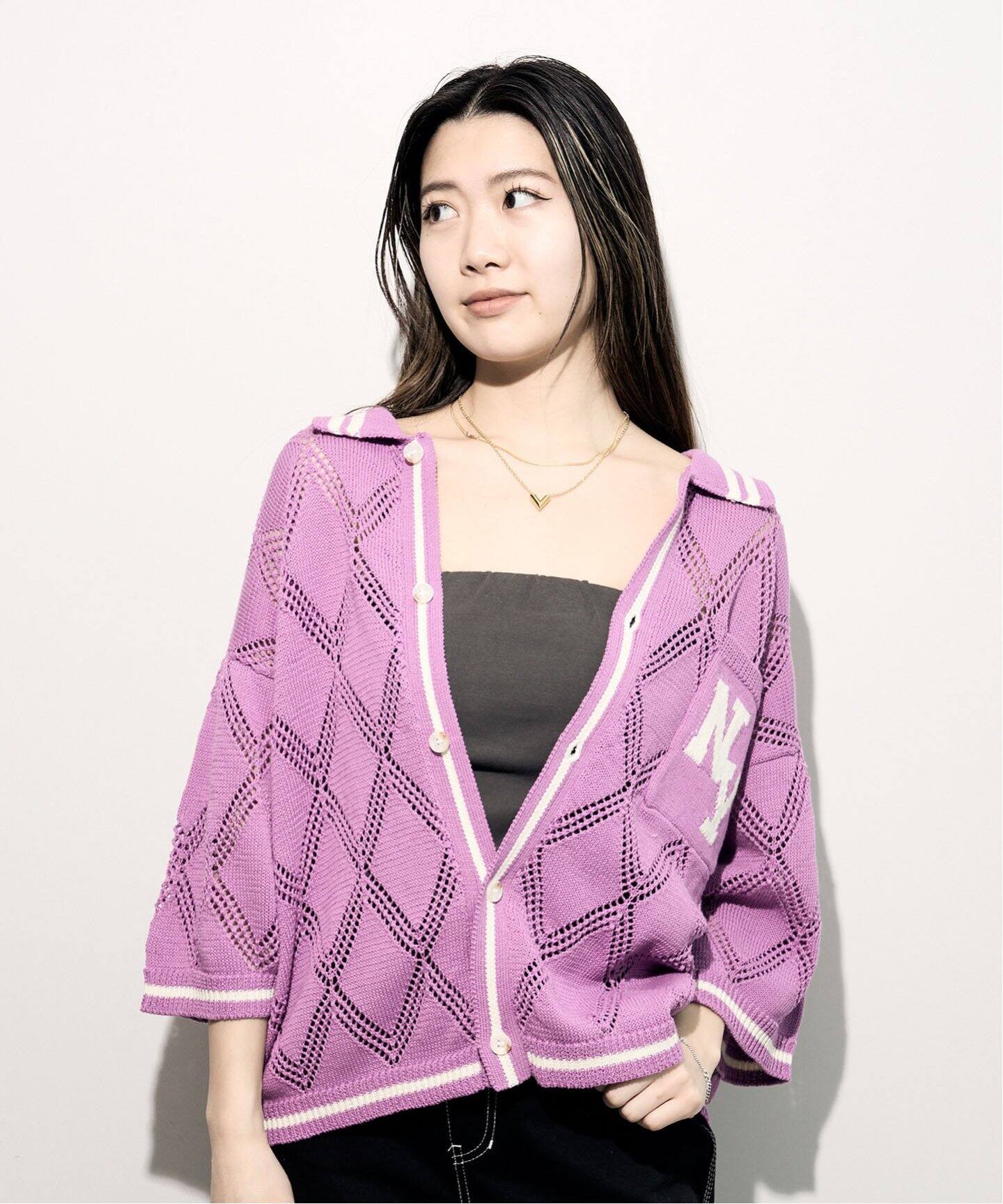ANNA SUI NYC/クロシェライクシアーニットポロシャツ ANNA SUI NYC/クロシェライクシアーニットポロシャツ