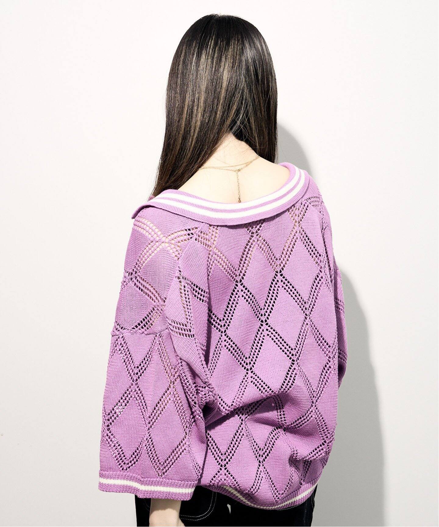 ANNA SUI NYC/クロシェライクシアーニットポロシャツ ANNA SUI NYC/クロシェライクシアーニットポロシャツ