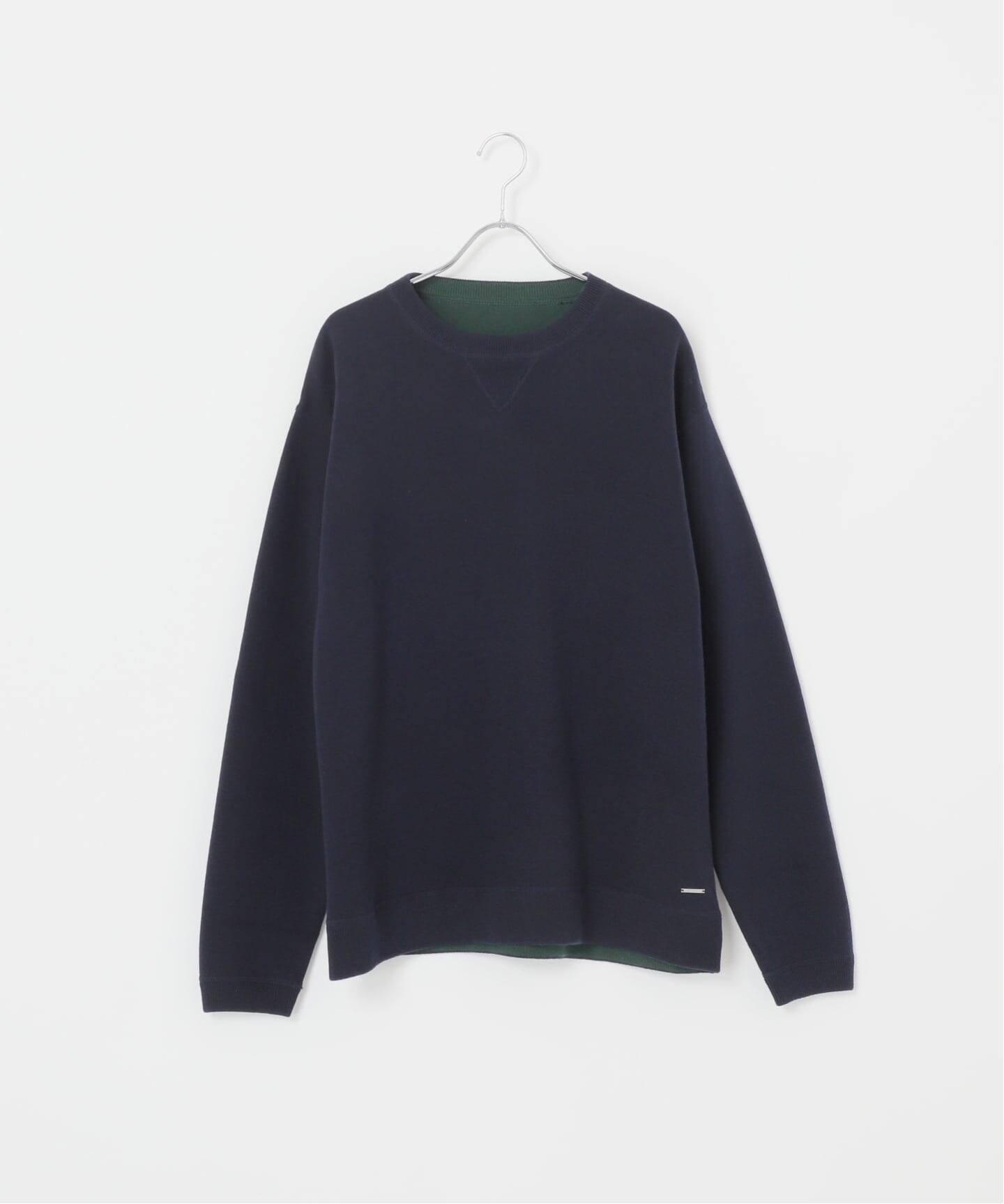 ANTS & ELEPHANTS】スウェットライク リバーシブル クルーネックニット