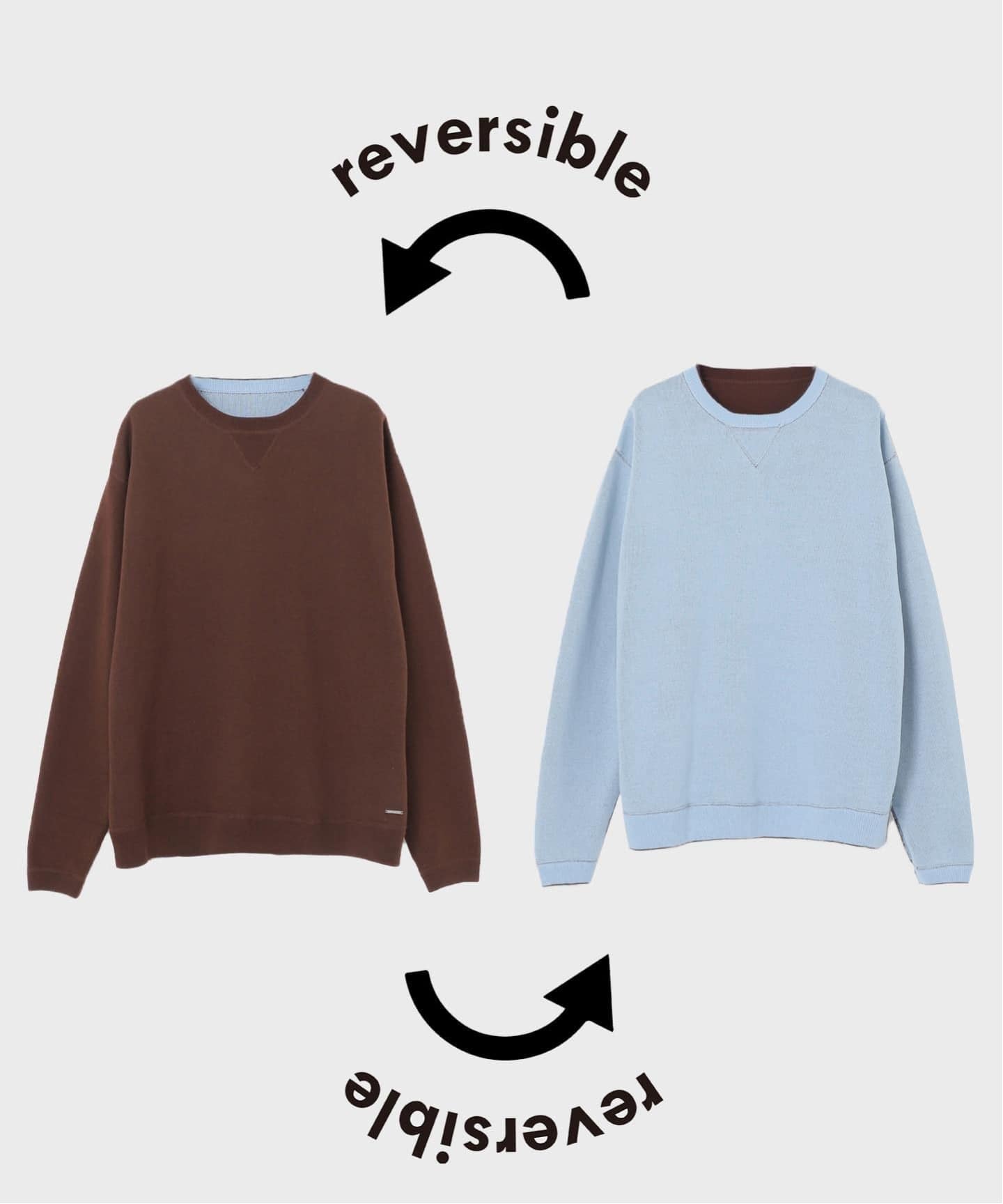 ANTS & ELEPHANTS】スウェットライク リバーシブル クルーネック