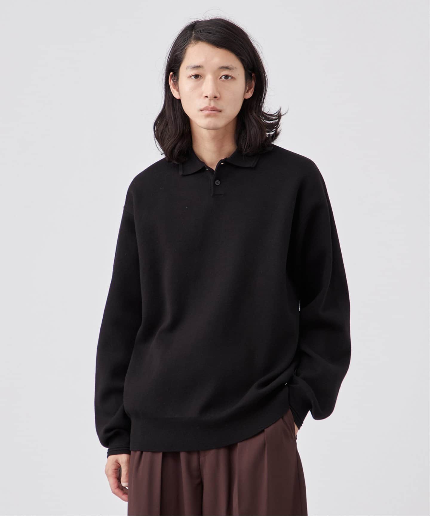 00s BananaRepublic ベロア ニット ポロシャツ ブラック XL 00s BananaRepublic ベロア ニット ポロシャツ ブラック XL