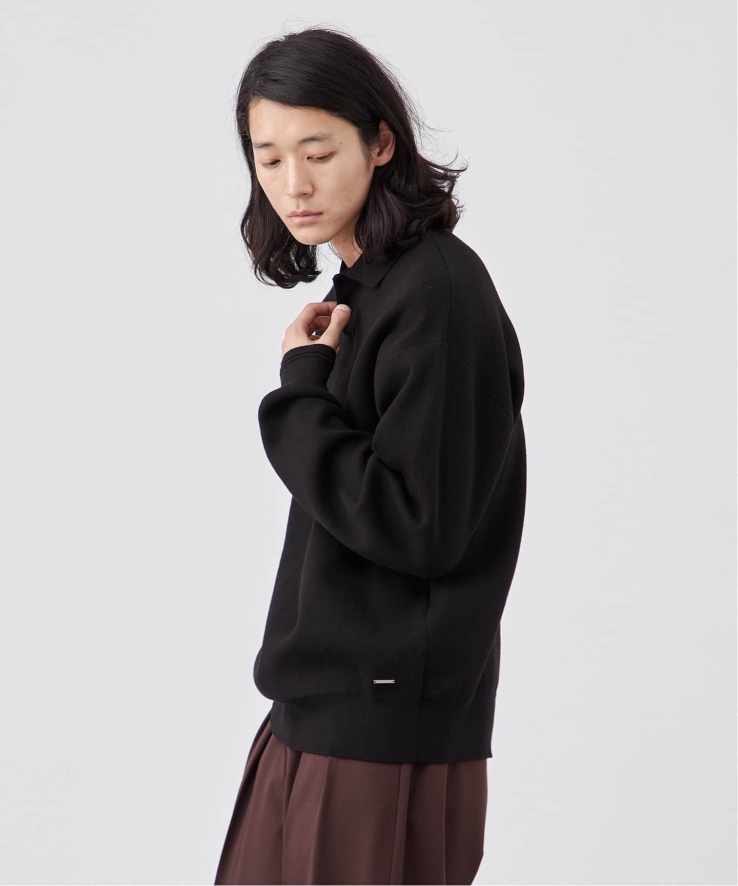 ANTS & ELEPHANTS】2トーン スウェットライクニットポロシャツ