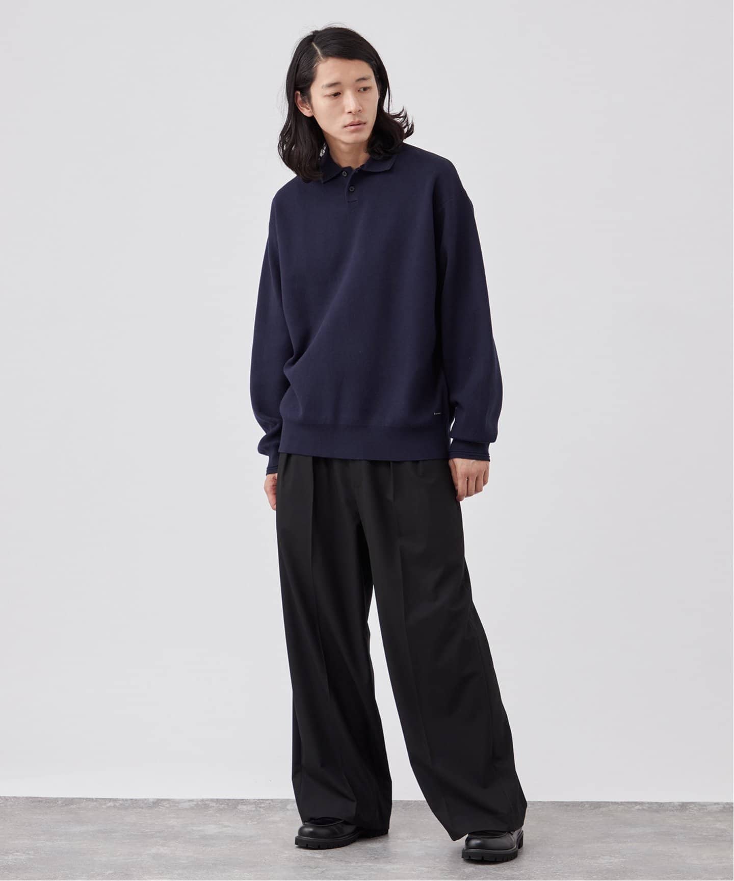 ANTS & ELEPHANTS】2トーン スウェットライクニットポロシャツ