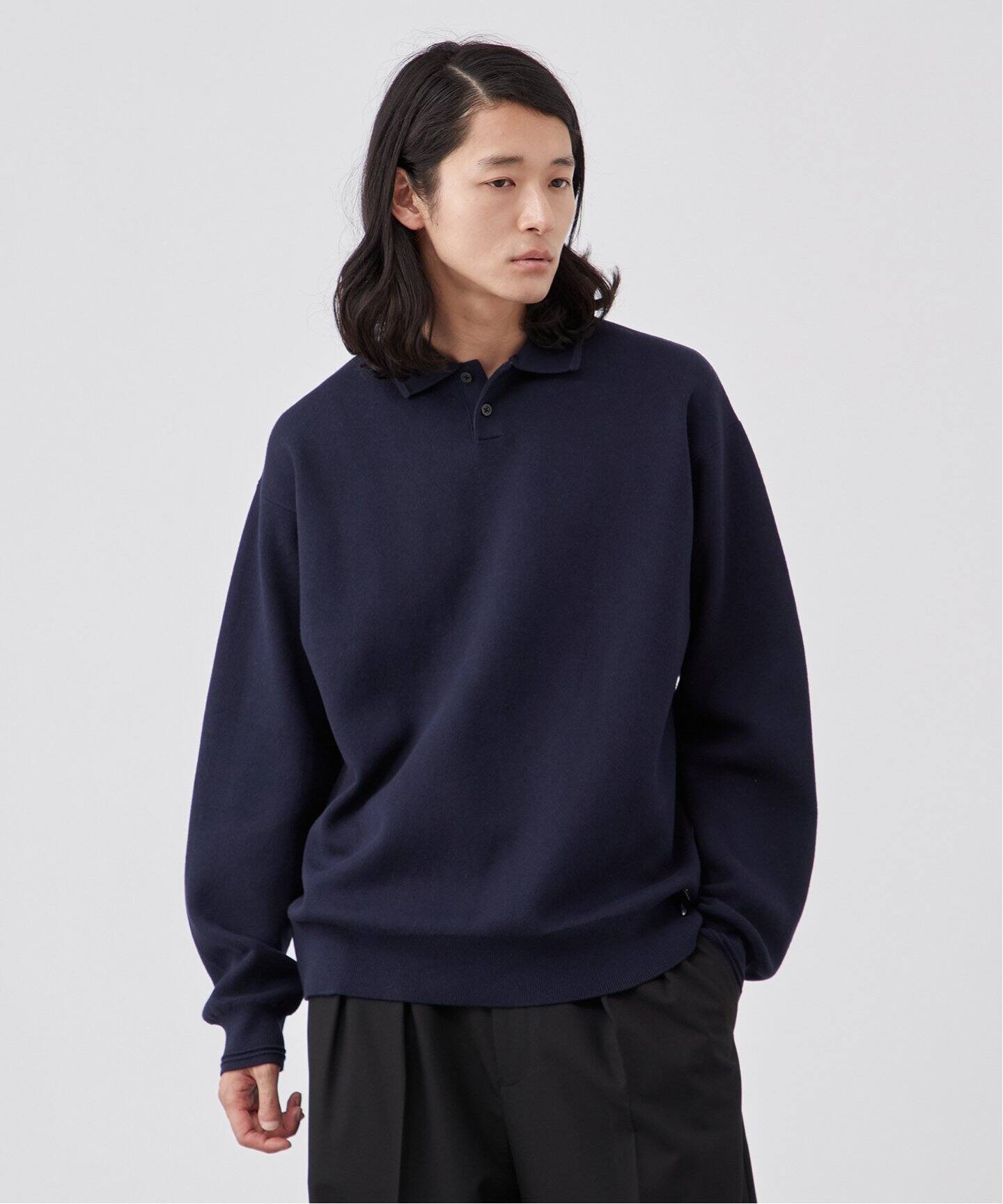 ANTS & ELEPHANTS】2トーン スウェットライクニットポロシャツ