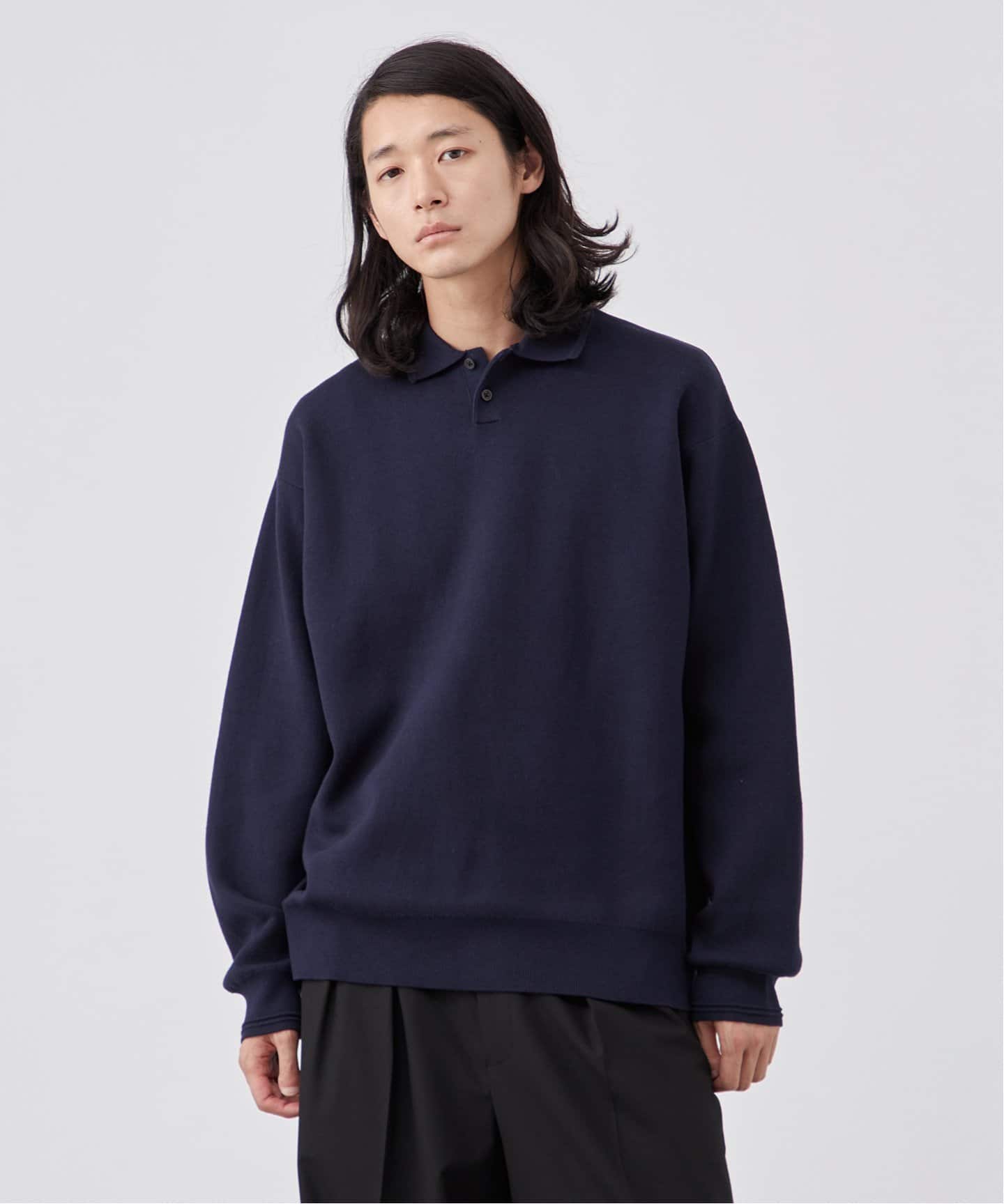 BATONER L'ECHOPPE別注 ニットポロシャツ NAVY 2 BATONER L'ECHOPPE別注 ニットポロシャツ NAVY 2 BATONER - BATONER L