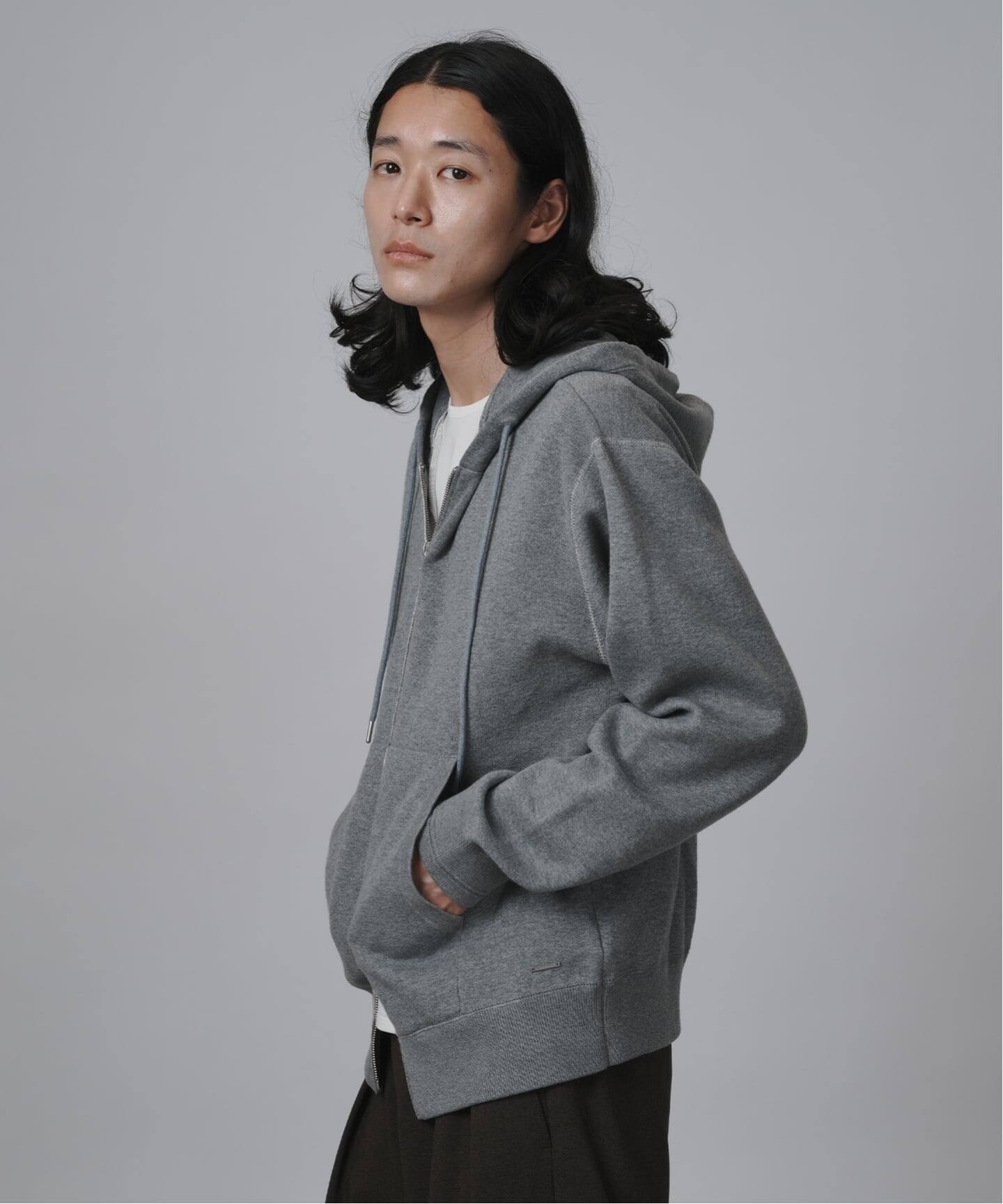 ANTS & ELEPHANTS】スウェットライク ダブルジップ ニットパーカー