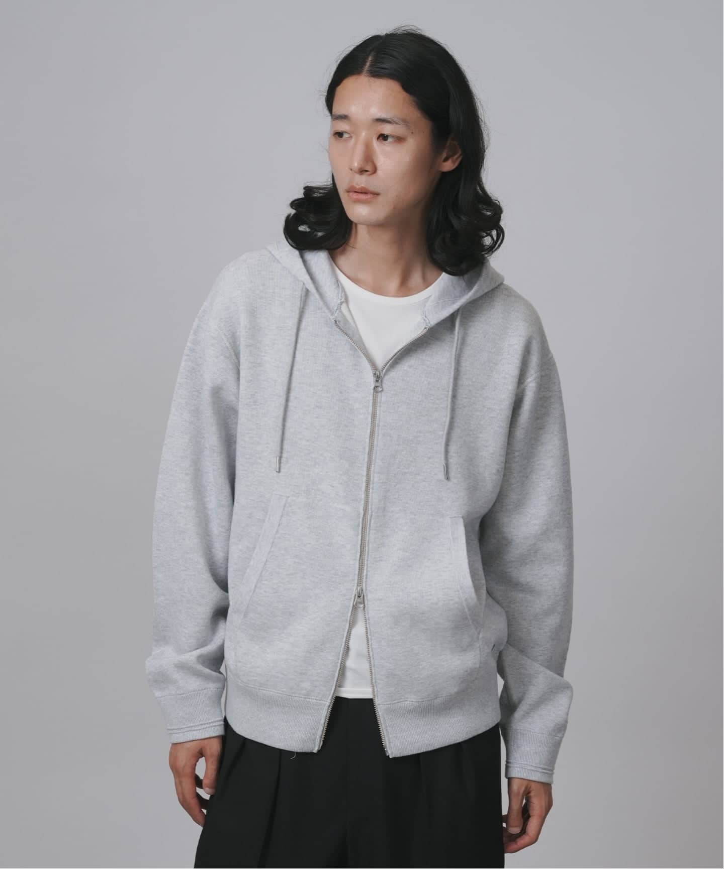 ANTS & ELEPHANTS】スウェットライク ダブルジップ ニット