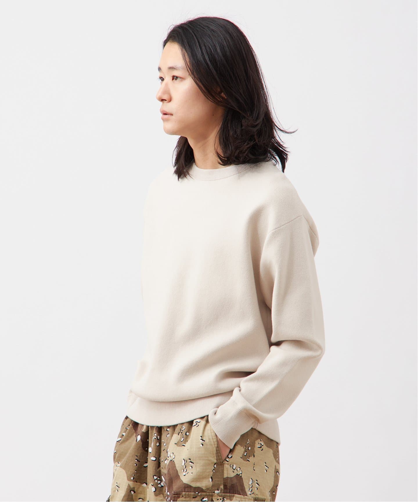 スウェットライク クルーネックニット（ニット／セーター）｜B.C STOCK