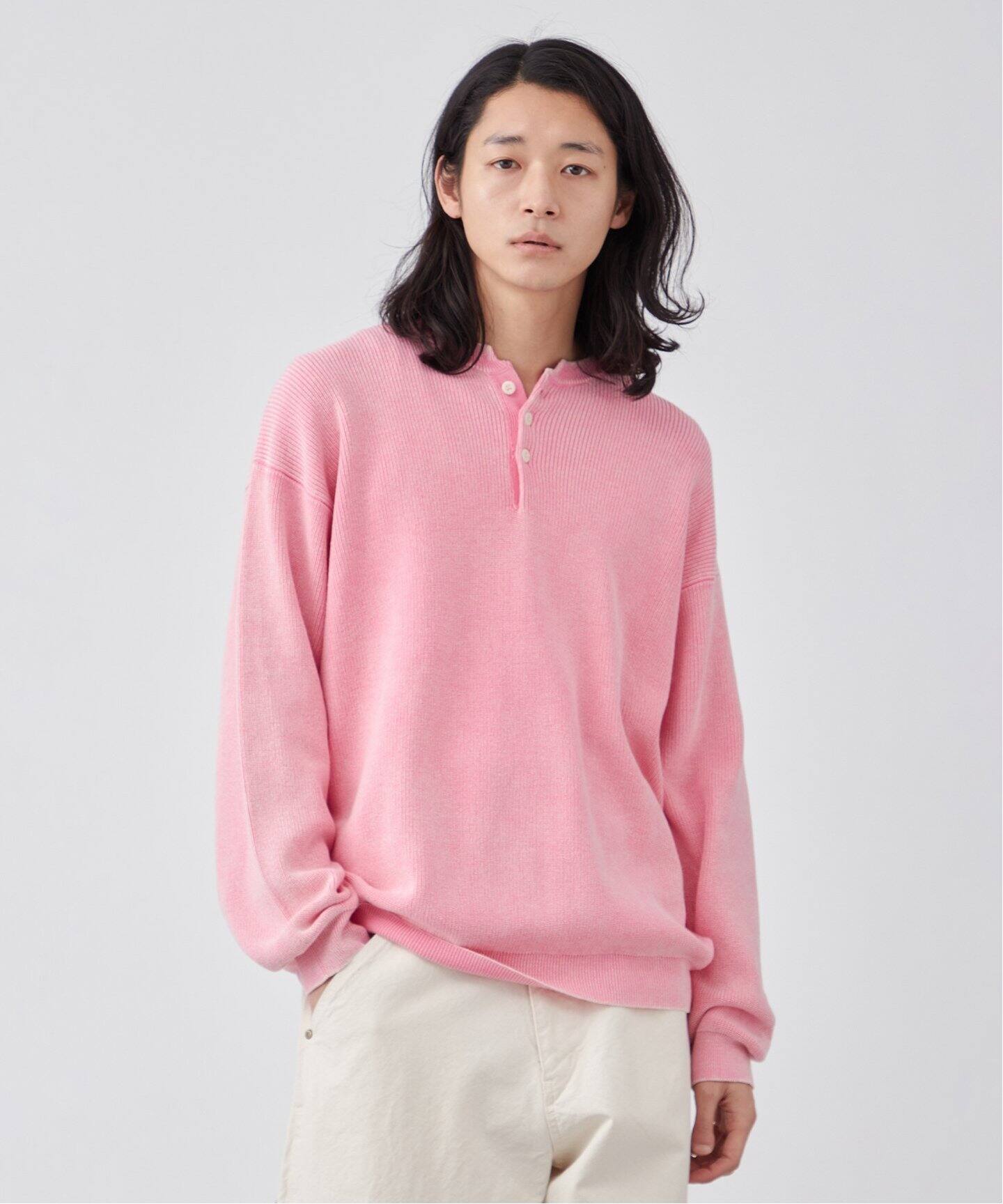 フェード加工 ヘンリーネックニット（ニット／セーター）｜B.C STOCK 