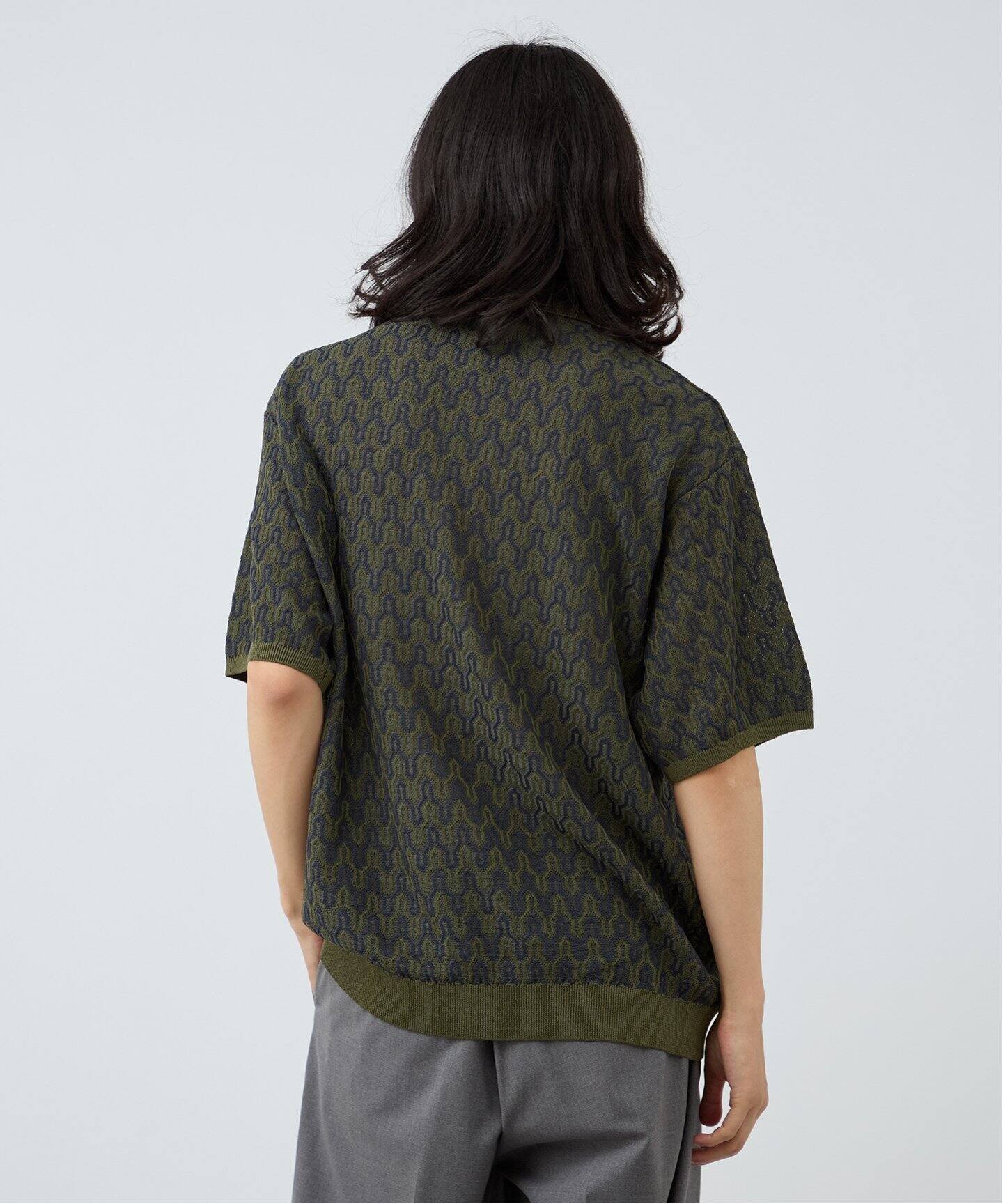 NEW ジオメトリックジップポロシャツ（ポロシャツ）｜B.C STOCK