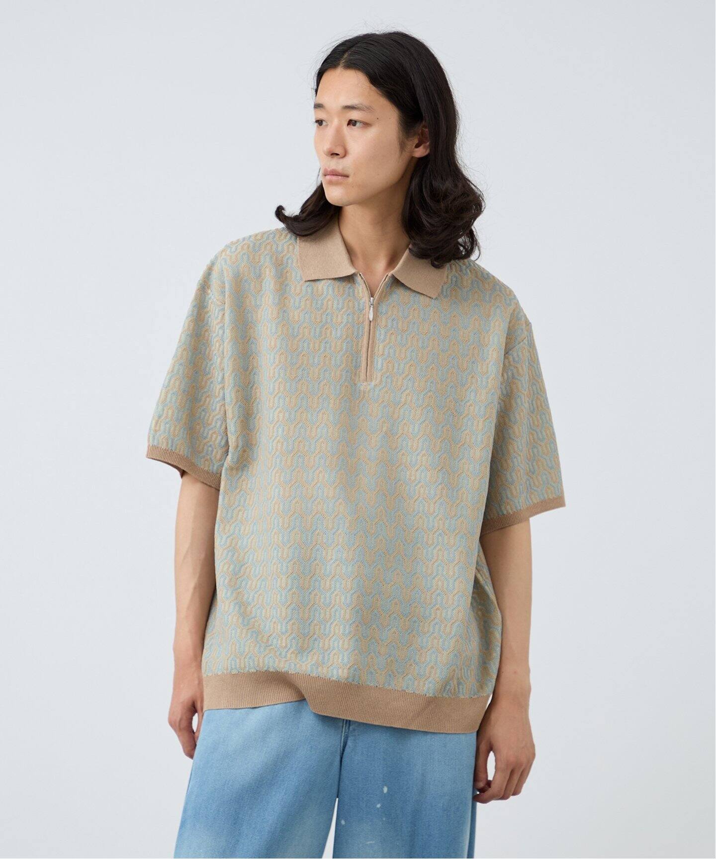 GIVENCHY 葉柄ポロシャツ ベージュ/ブラック r0113339244-1.jpg